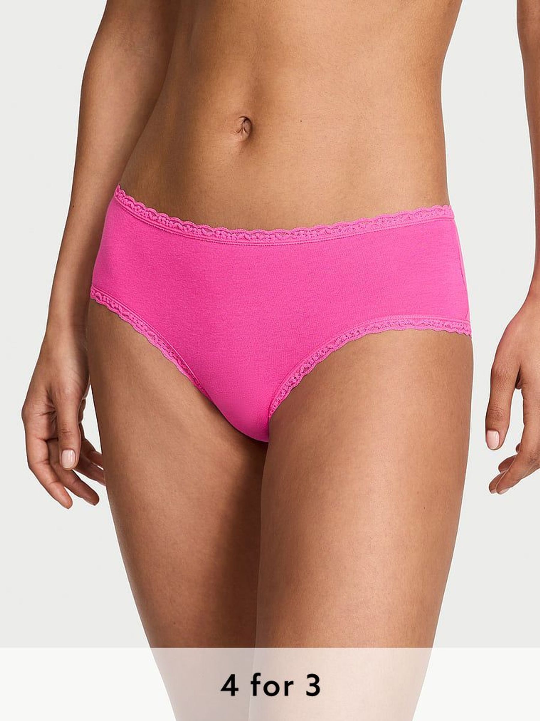 Ultra Pink Cheeky Cotton Lace Waist Knickers (AR7229) | £9