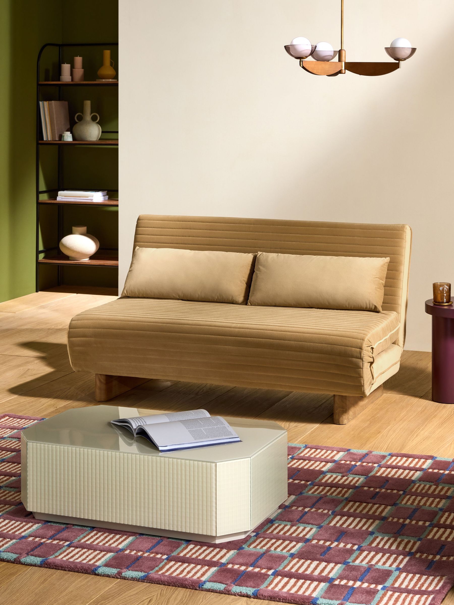 Large Bingham 2 Seater Sofa Bed in Soft Caramel Brown Velvet (AR7673) | £625