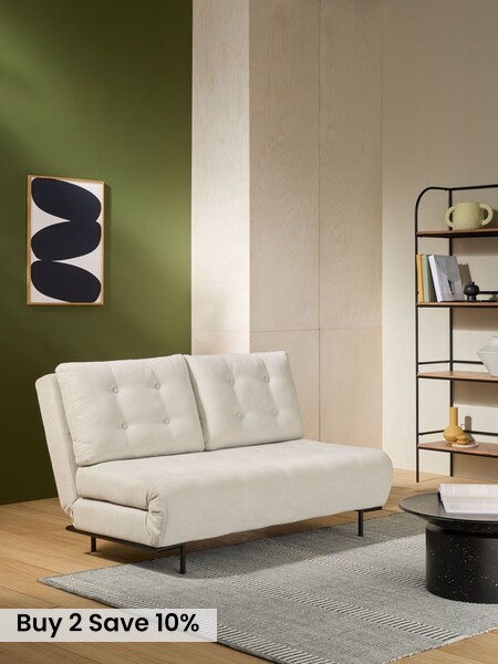 Large Lina 2 Seater Sofa Bed in Linen White Soft Textured Weave (AR7679) | £550