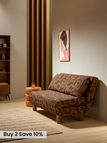 Large Elara 2 Seater Sofa Bed in Chocolate Brown Clyde Abstract (AR7686) | £575