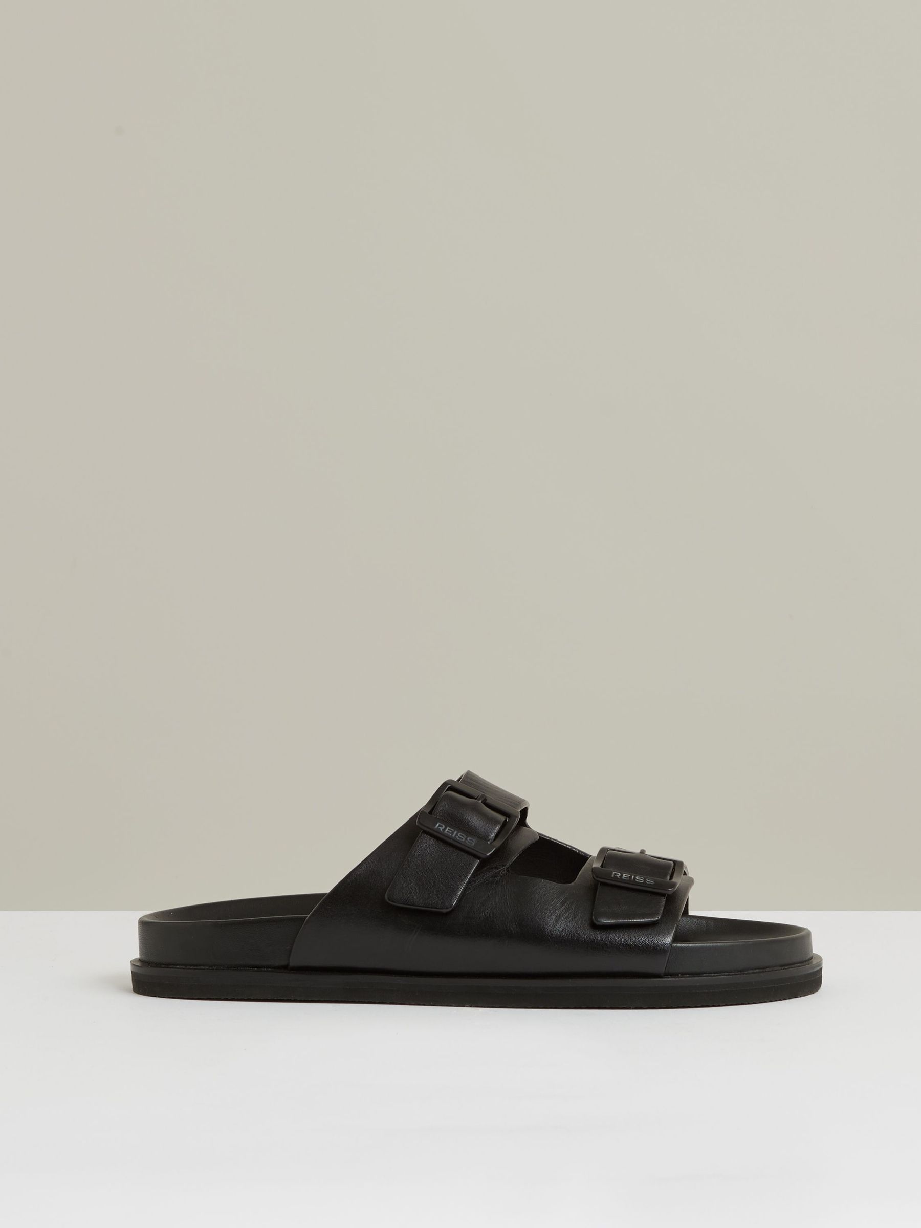 Leather Double-Strap Sandals in Black (AR9606) | £138