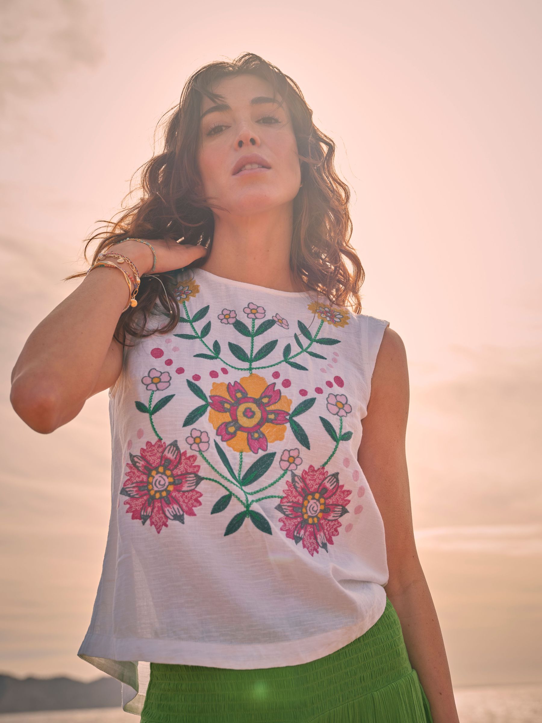 Fliss Ivory Embroidered Cami (AT0099) | £46