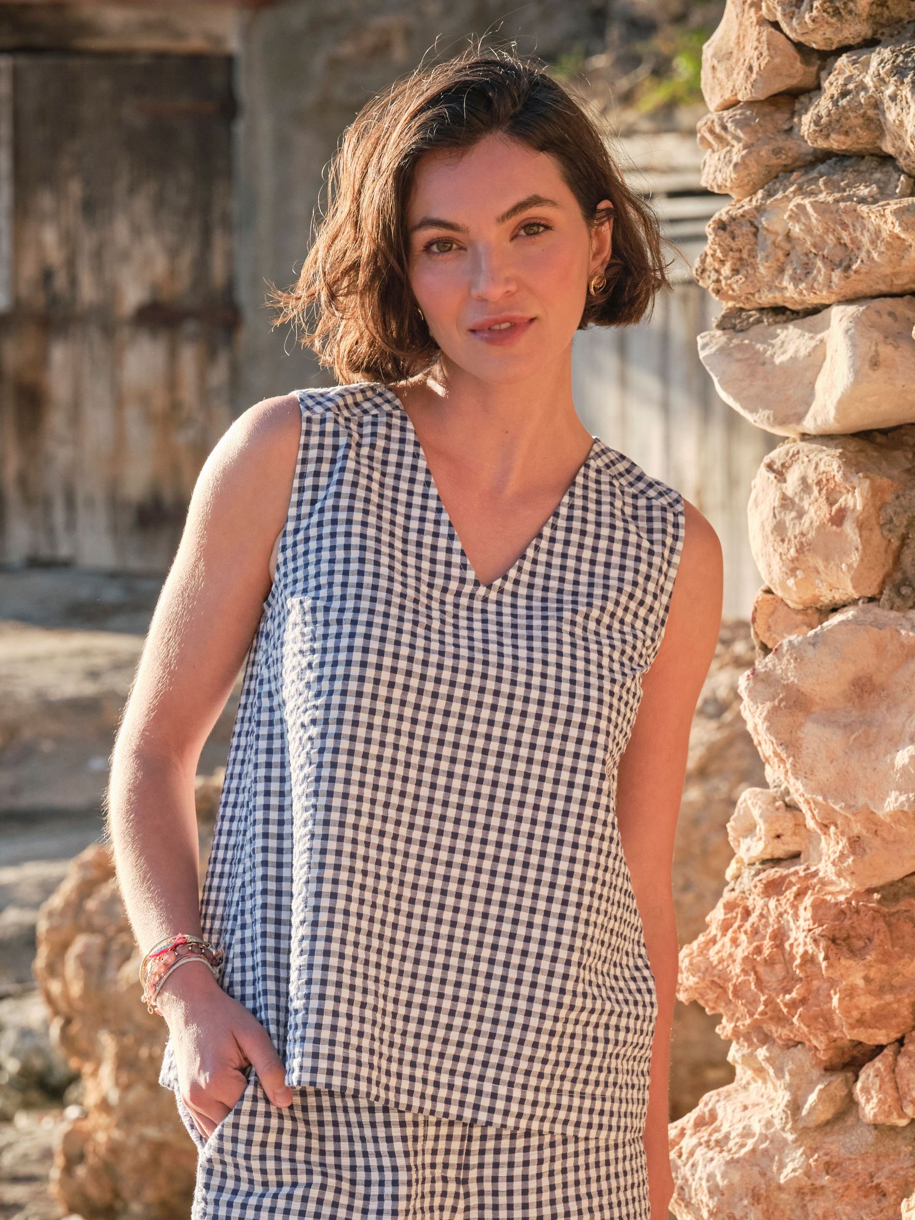 Etta Navy Gingham Cami (AT0114) | £42