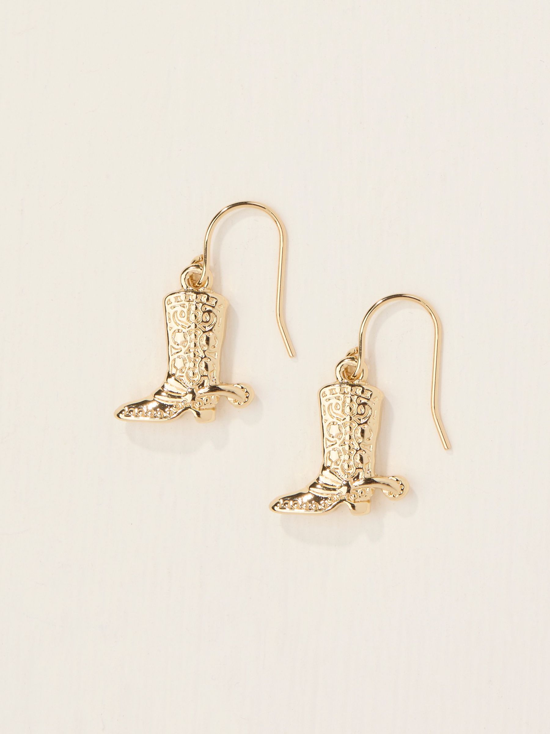 Gold Tone Cowboy Boot Drop Earrings (AT0442) | £12.50
