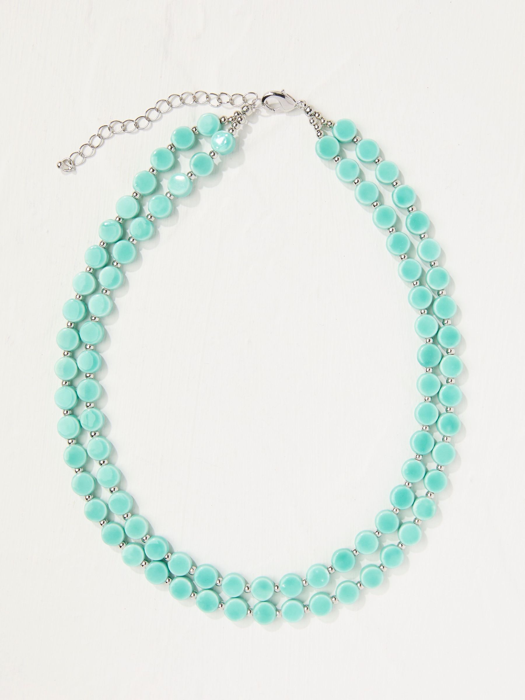 Turquoise Blue Double Layered Beaded Necklace (AT0629) | £18.50