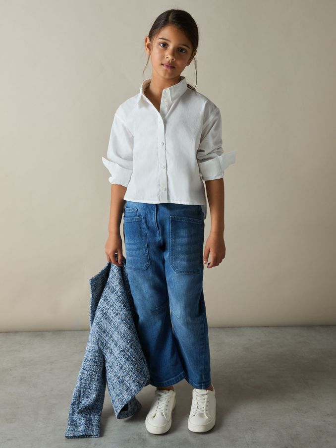 4-9 yrs Cotton-Poplin Button-Down Shirt in White (AT0688) | £15