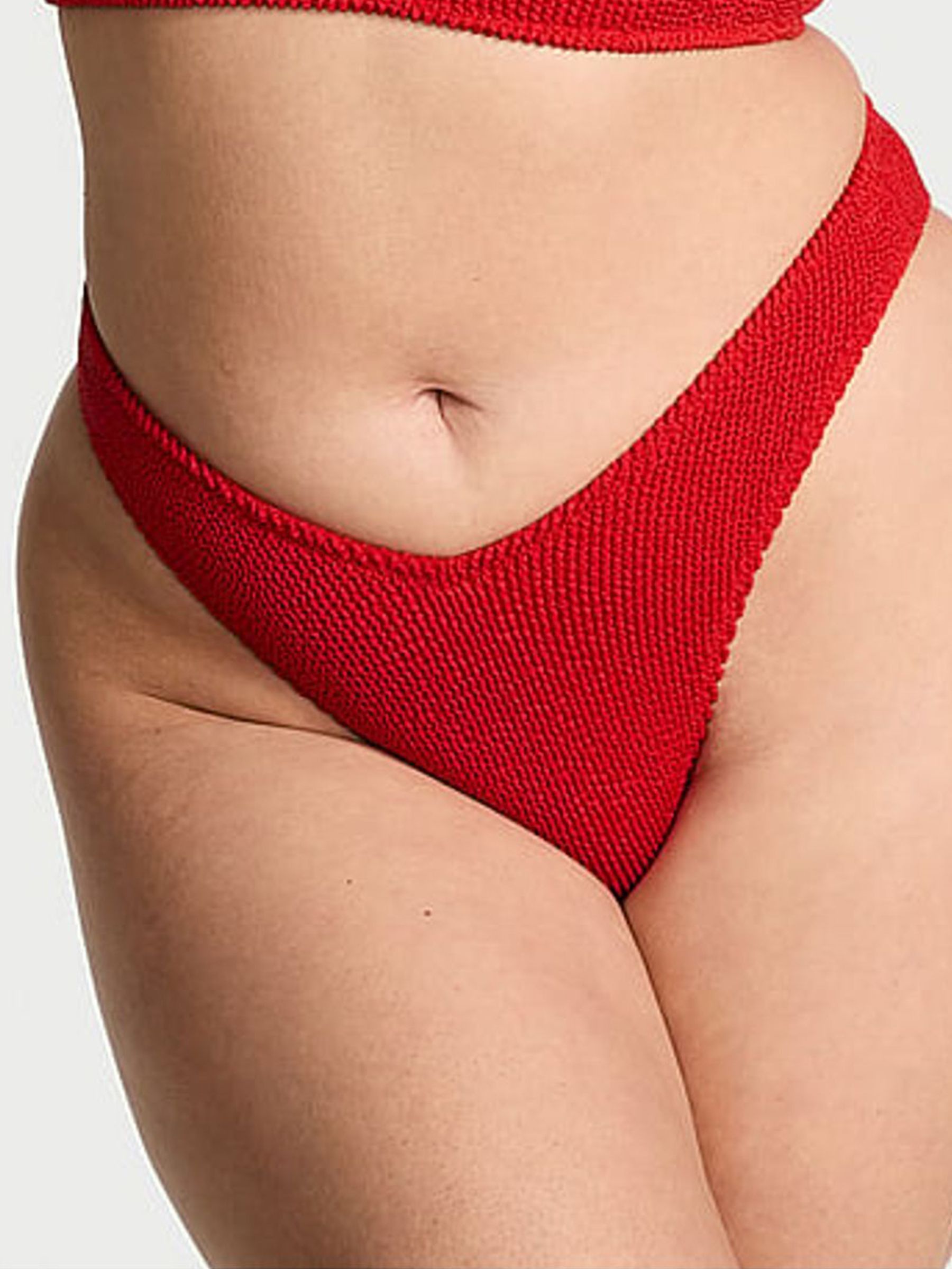 Vermillion Red Brazilian Crinkle Bikini Bottoms (AT0926) | £25