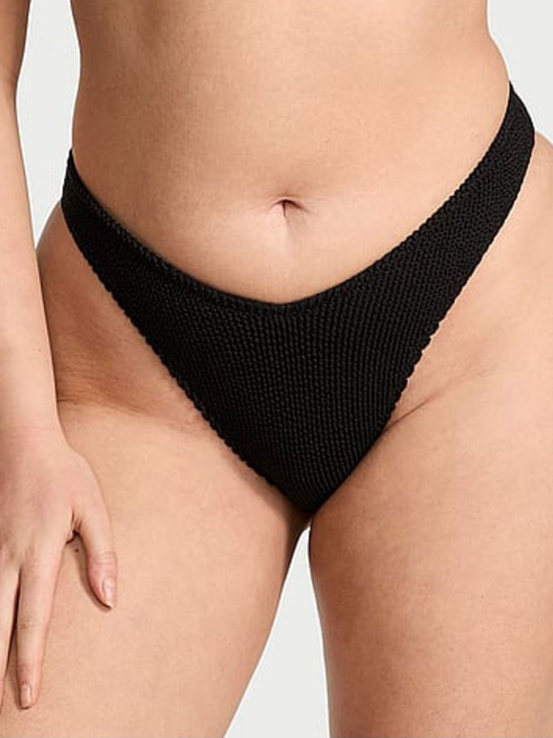 Black Brazilian Crinkle Bikini Bottoms (AT0933) | £25