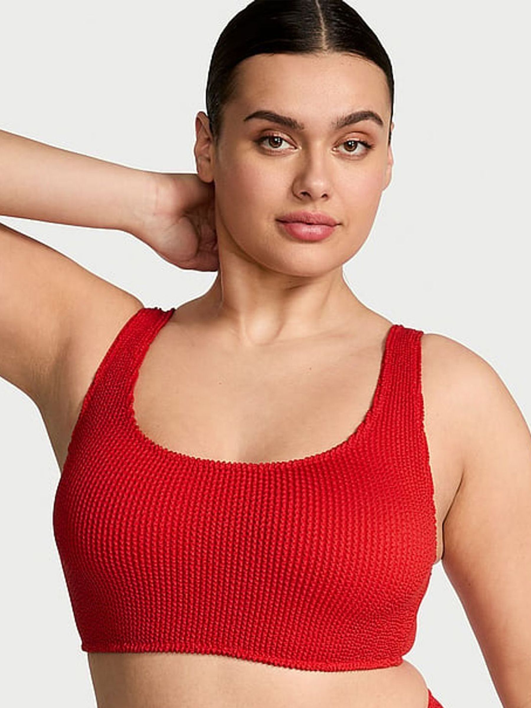 Vermillion Red Scoop Crinkle Bikini Top (AT0941) | £35