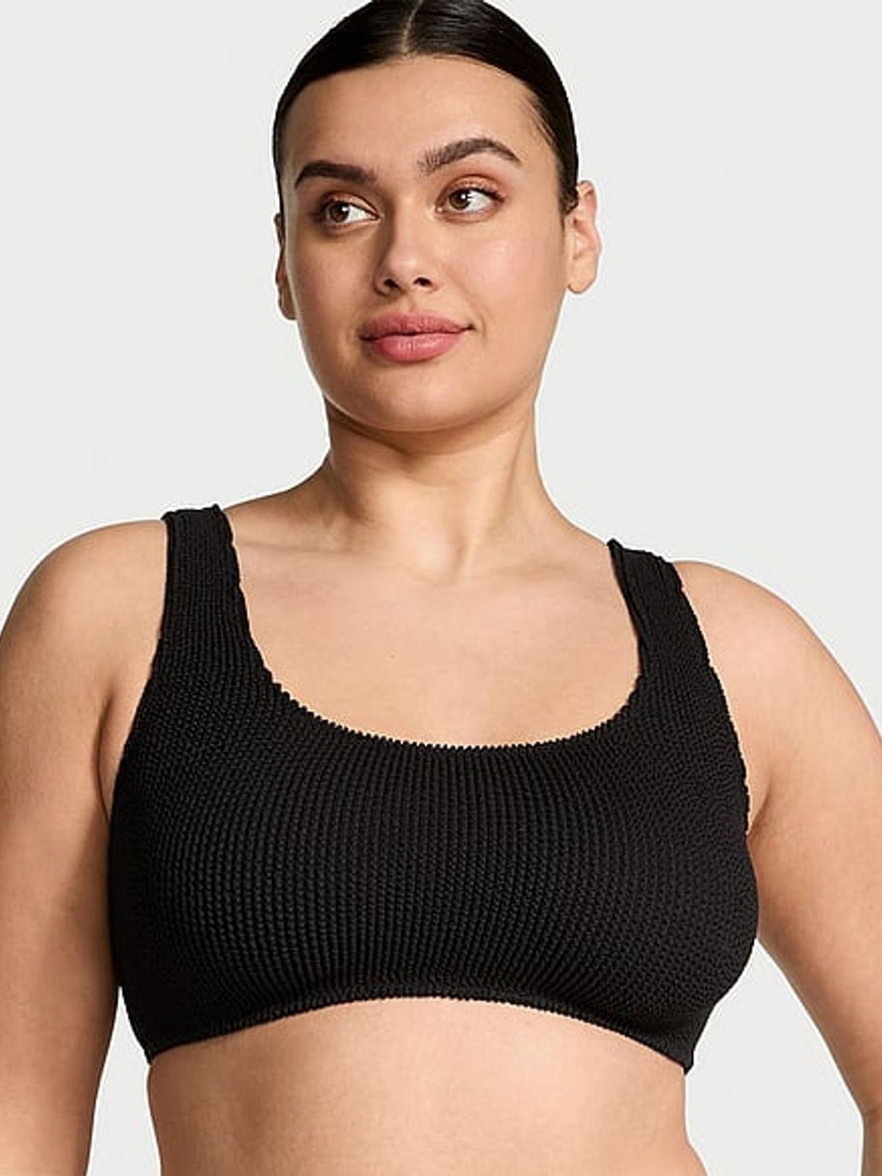 Black Scoop Crinkle Bikini Top (AT0947) | £35