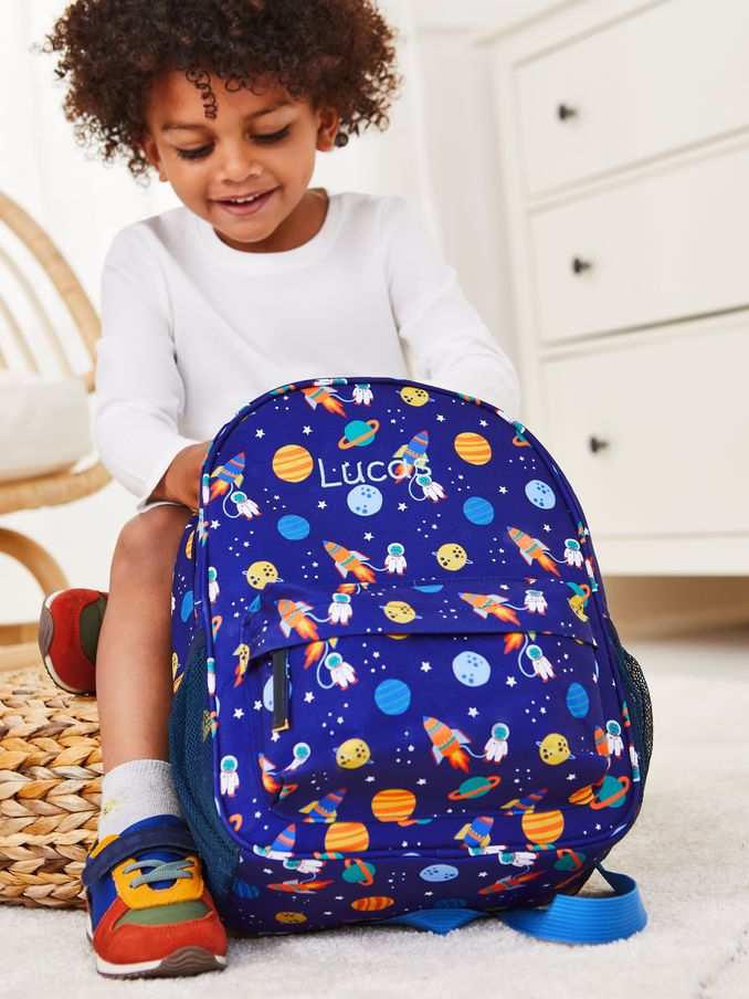 Blue Personalised Space Medium Backpack (AT1526) | £32