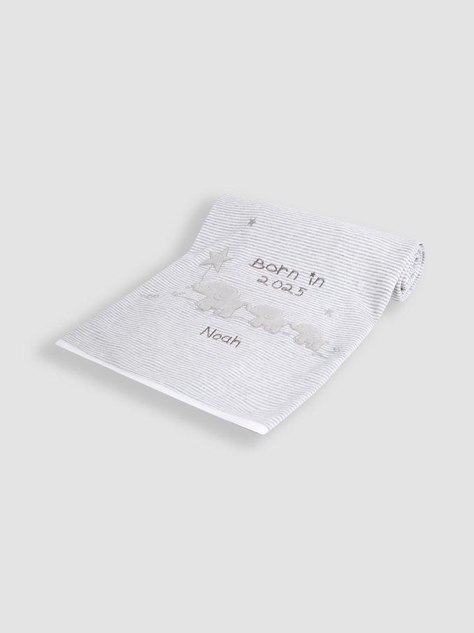 Personalised Born in 2025 Reversible Jersey Shawl (AT1529) | £26