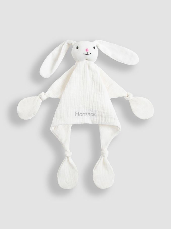 Personalised White Bunny Muslin Comforter (AT1530) | £18