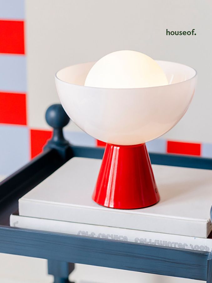 Houseof. Jam Red Glass Bowl Rechargeable Wireless Table Lamp (AT1601) | £129