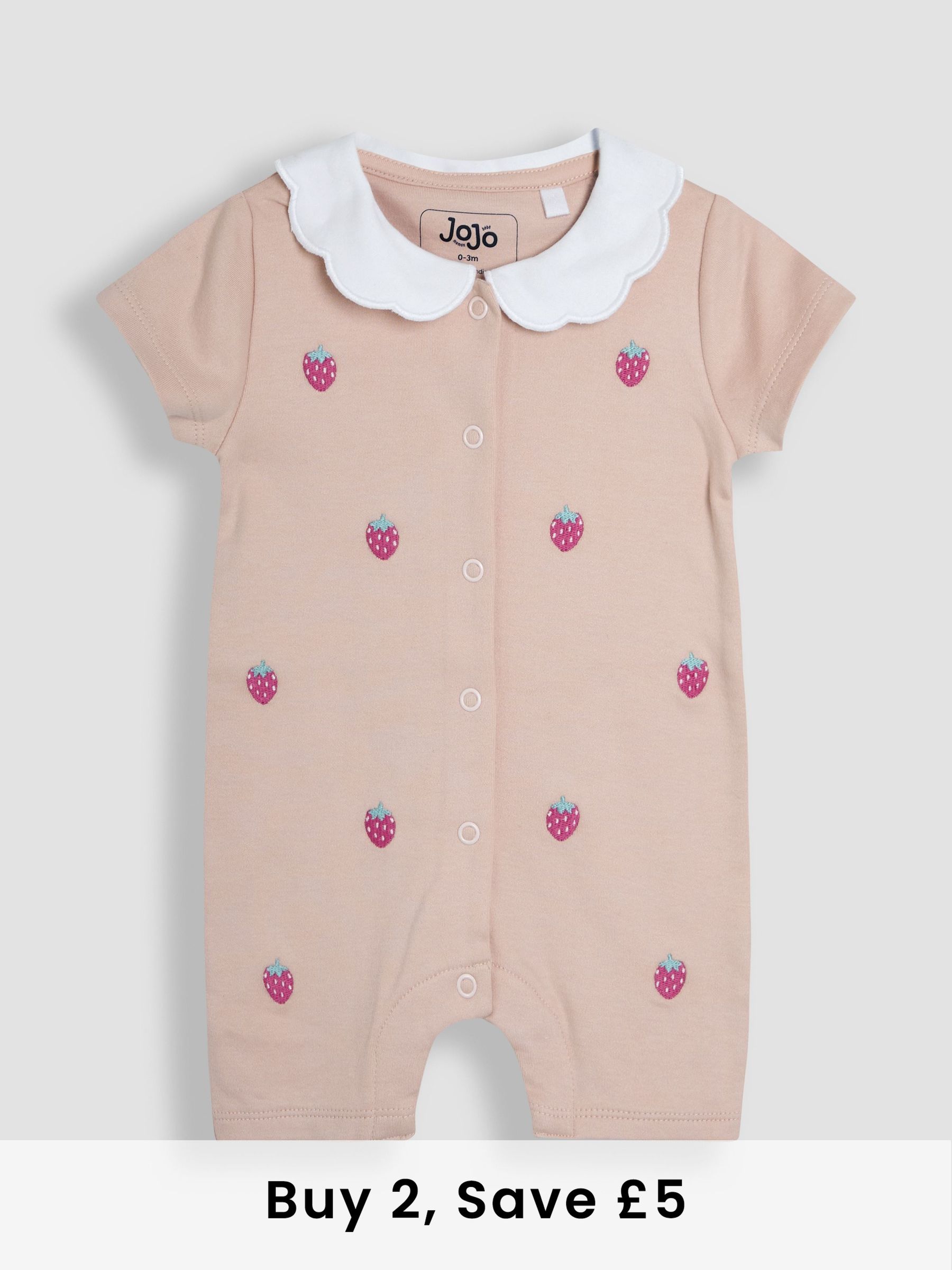 Pink 100% Organic Cotton Short Sleeve Strawberry Sleepsuit (AT1964) | £19