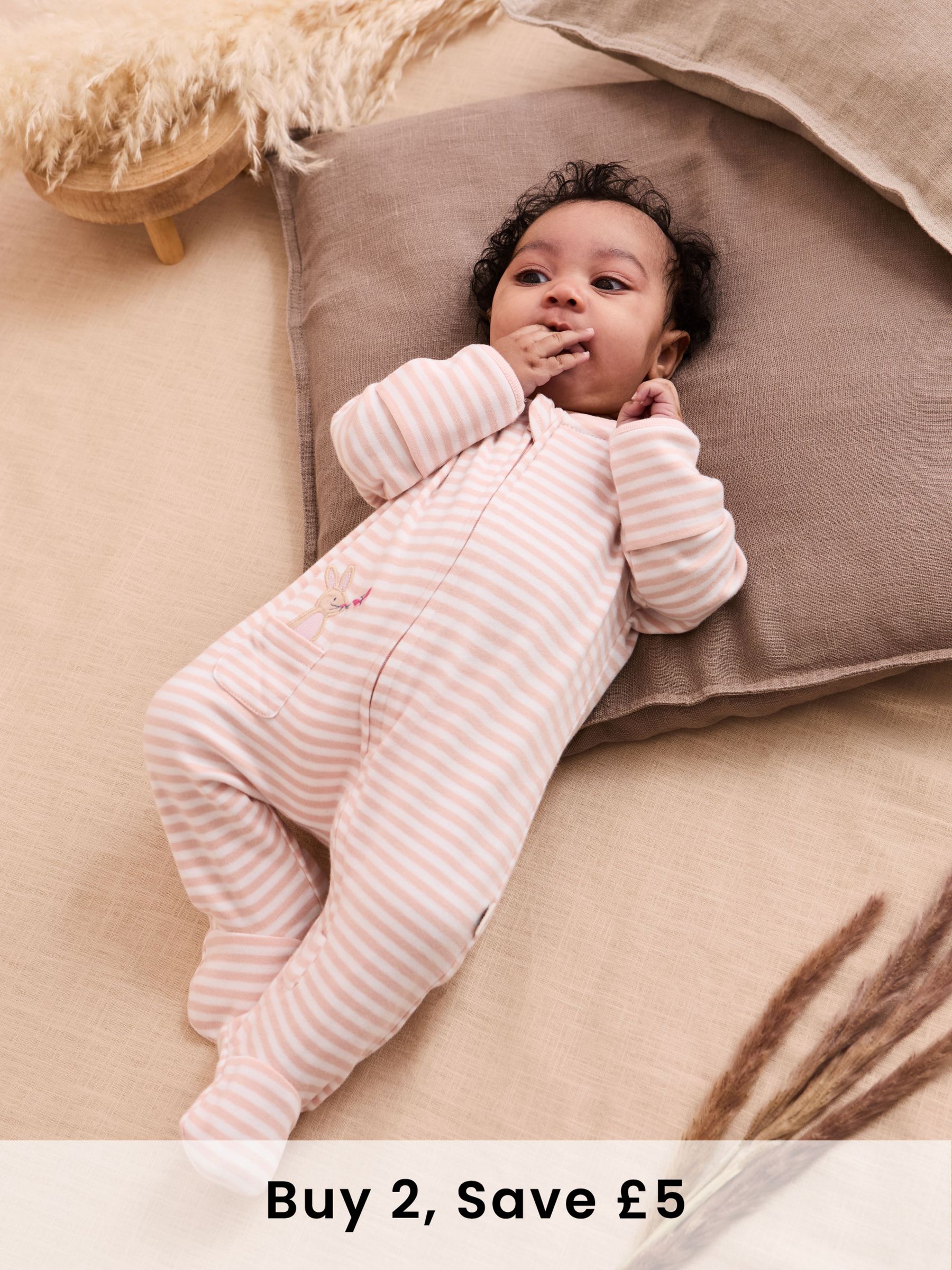 Pink 100% Organic Cotton Bear Embroidered Sleepsuit (AT1970) | £21