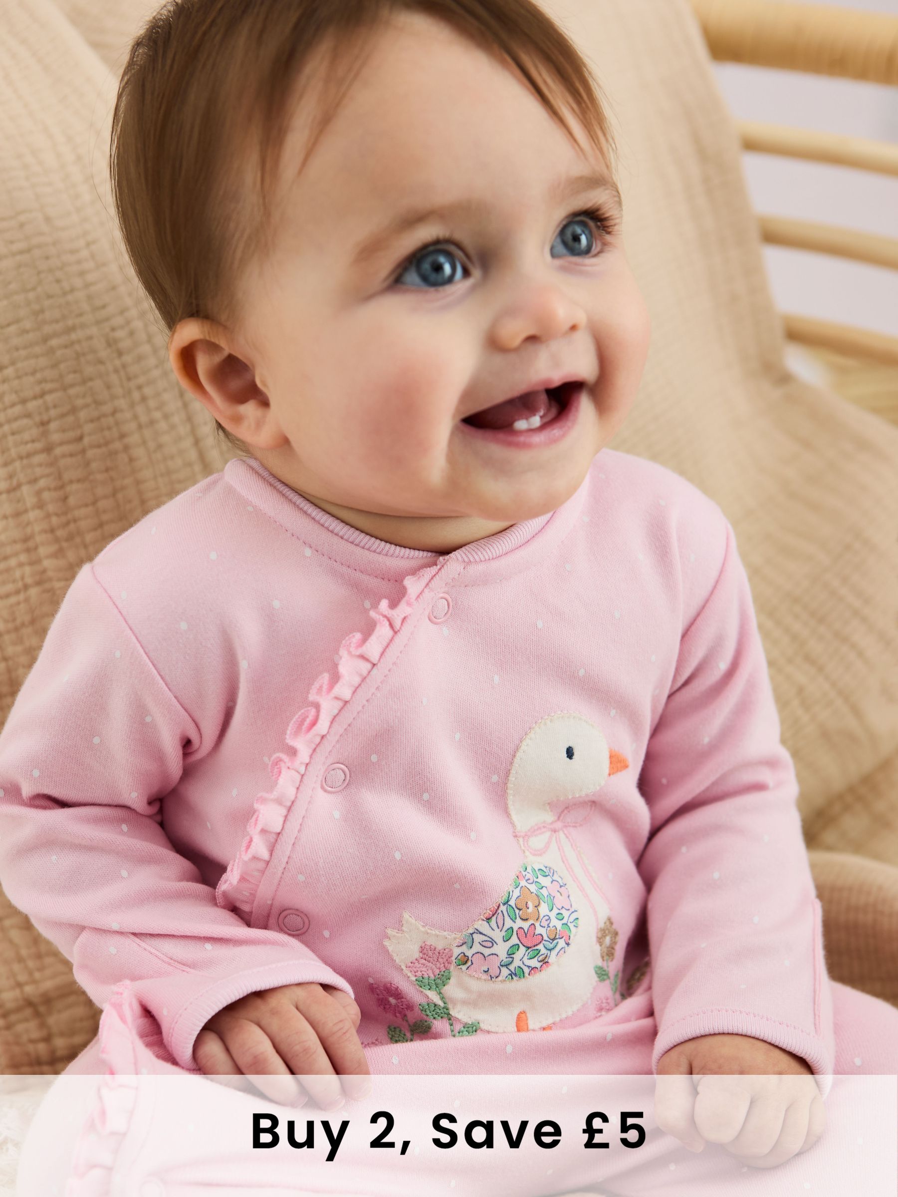 Pink Duck 100% Cotton Footed Appliqué Sleepsuit (AT1979) | £21