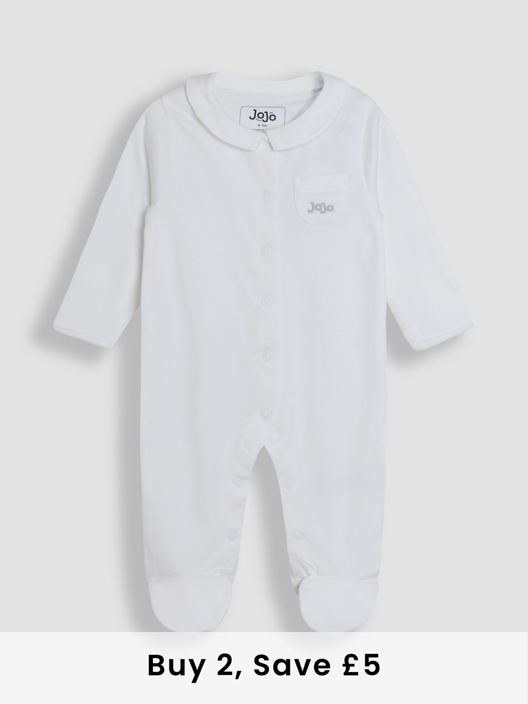 White 100% Cotton Collared Sleepsuit (AT1995) | £19