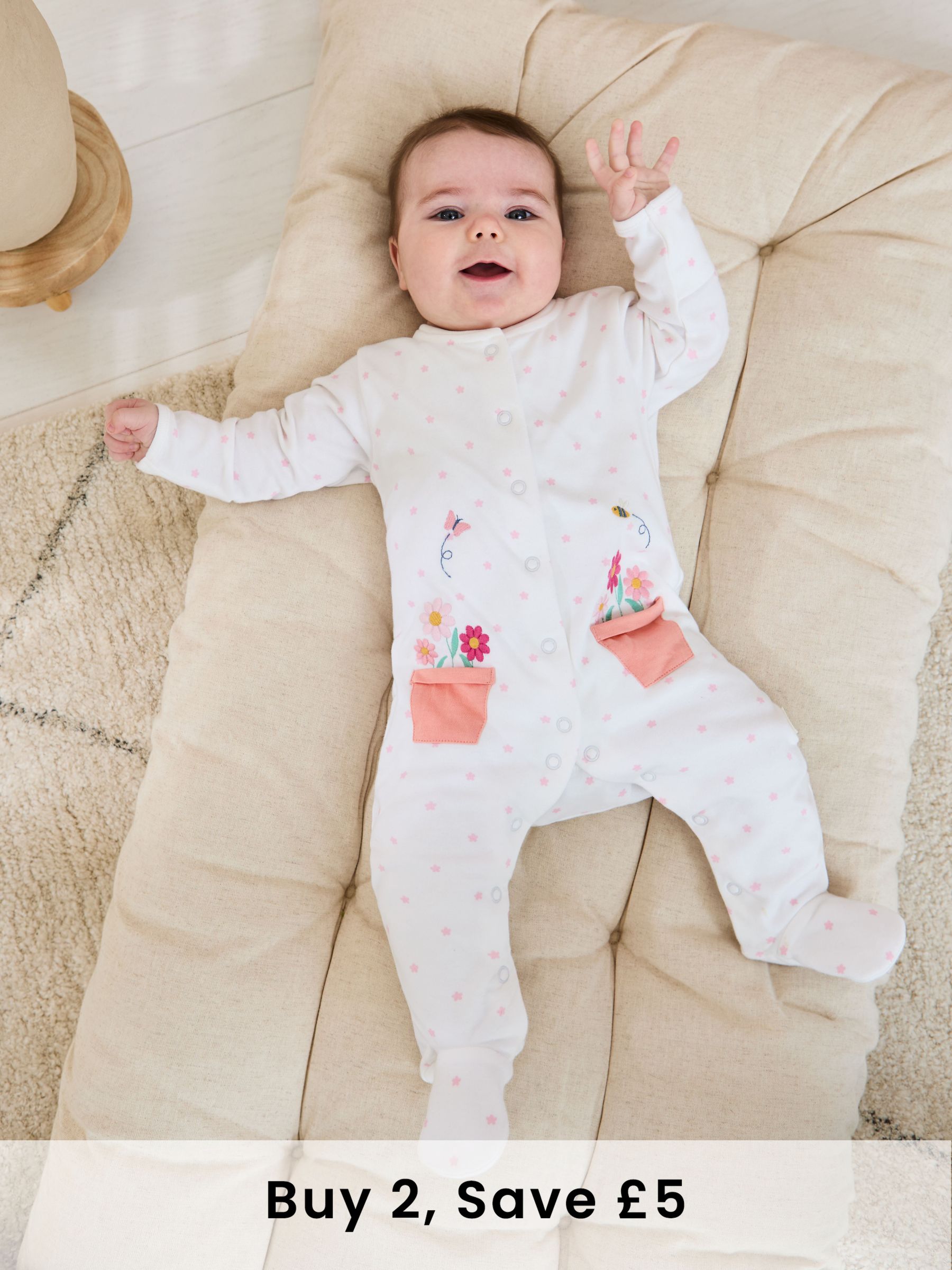 White Footed Embroidered Sleepsuit (AT1999) | £21