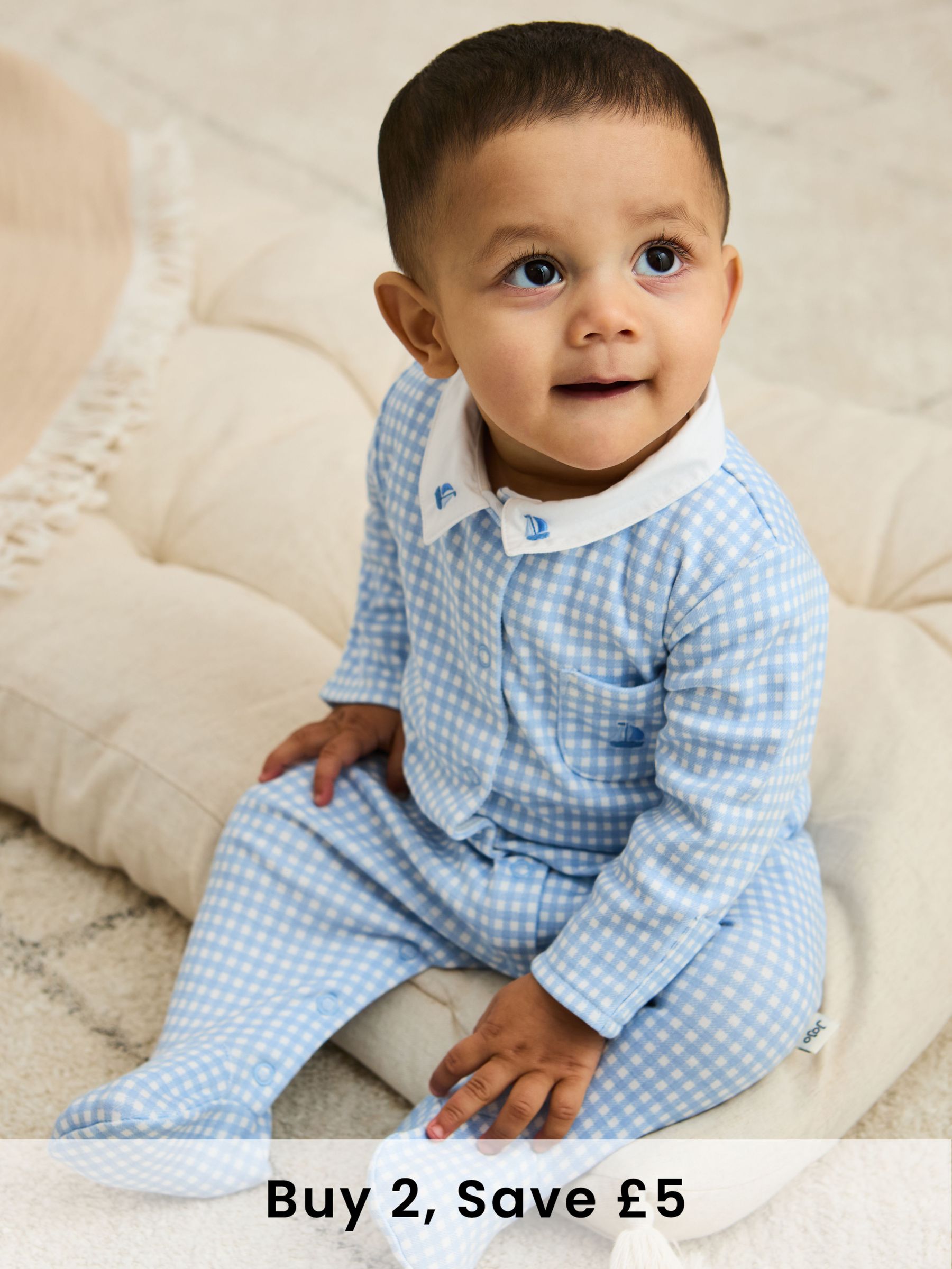 Blue 100% Cotton Footed Collared Sleepsuit (AT2012) | £21