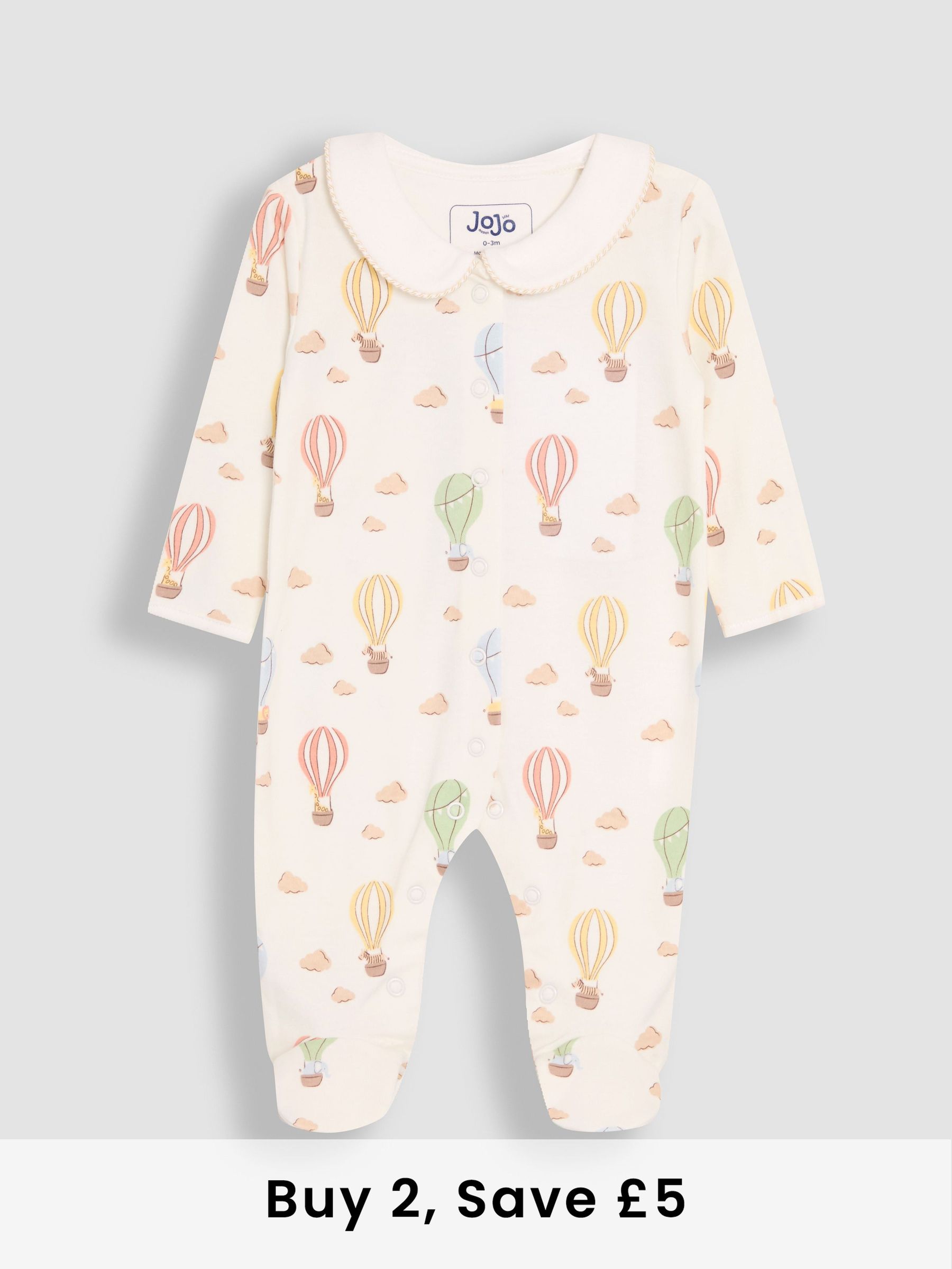 Cream Collared Print Footed Sleepsuit (AT2016) | £21