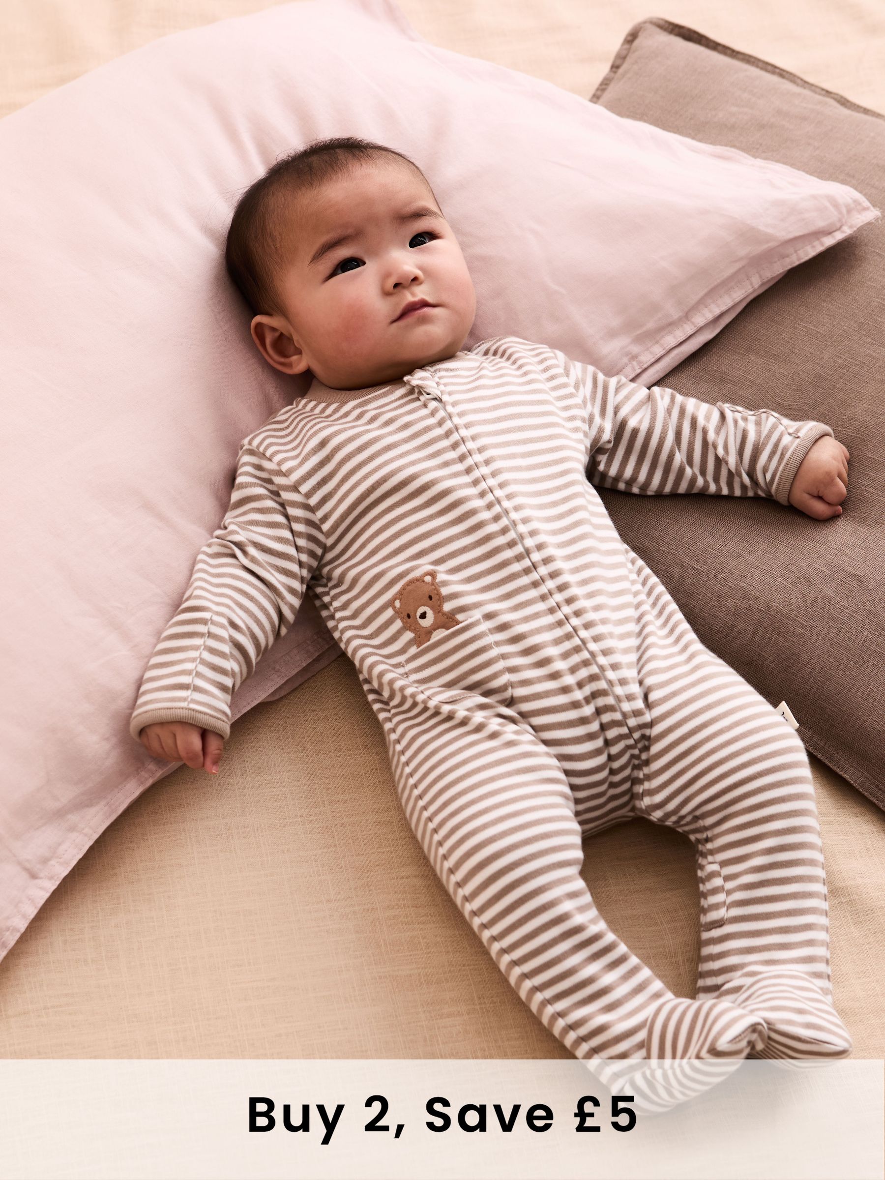 Tan Organic Cotton Footed Pocket Zip Sleepsuit (AT2025) | £21