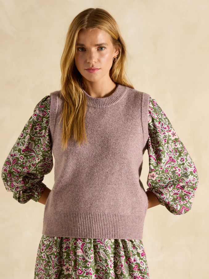 Holly Dusky Pink Regular Fit Knitted Vest (AT2110) | £40