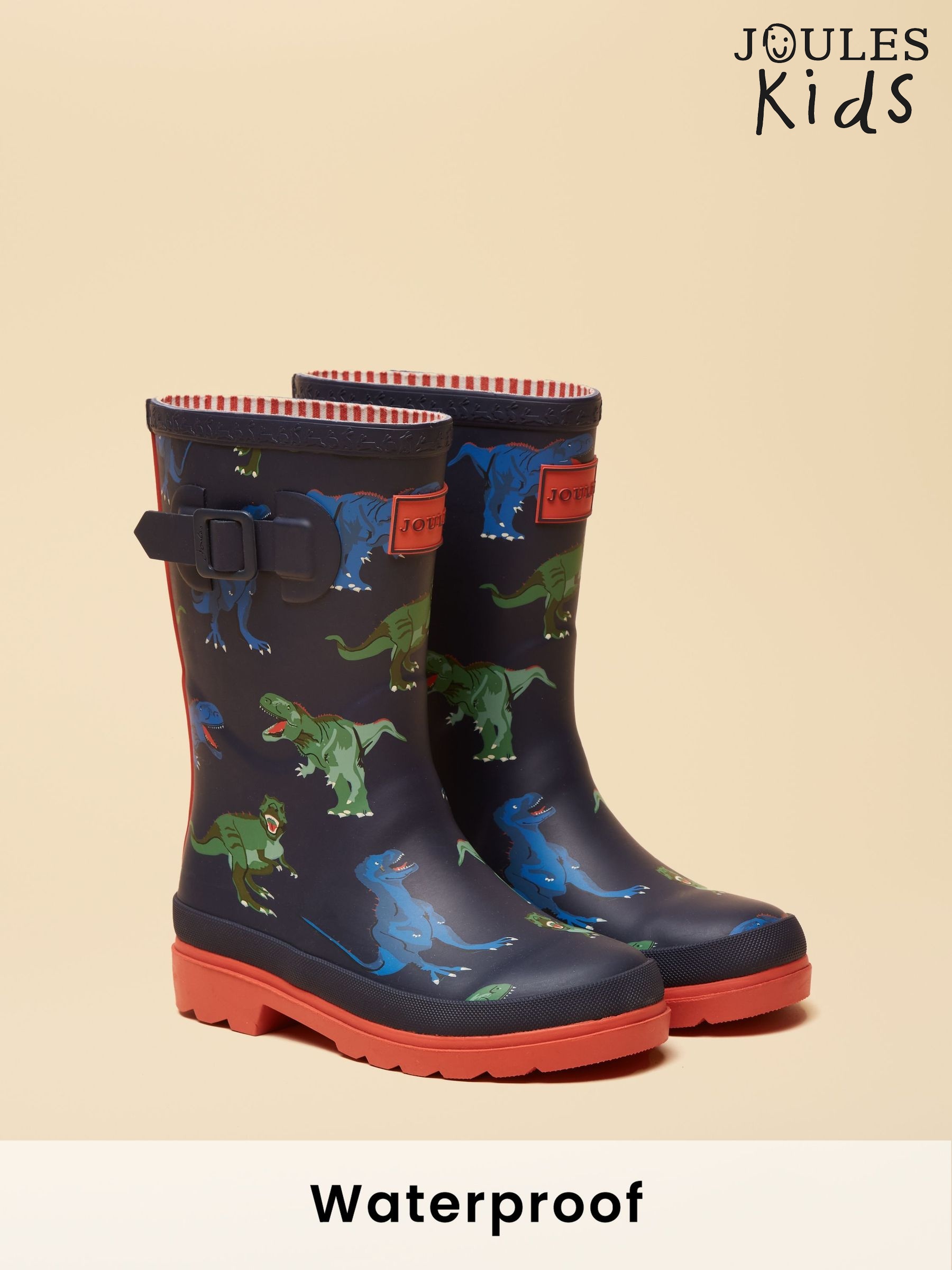 Kids' Navy & Red Dinosaur Printed Wellies (AT2362) | £25