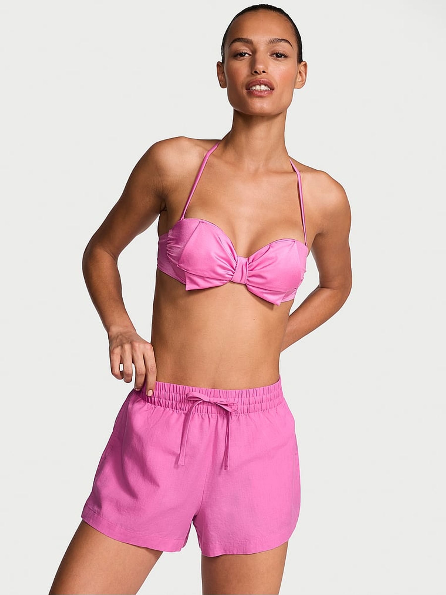 New Peony Pink Linen Cover Up Shorts (AT2423) | £29