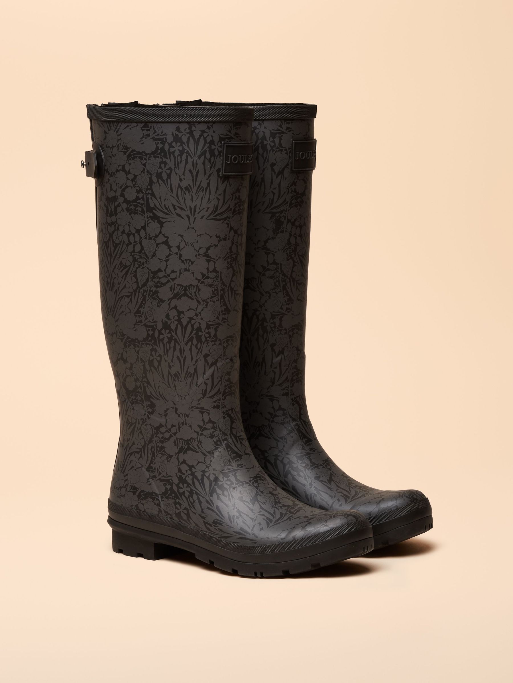 Welly Print Black Adjustable Tall Wellies (AT2437) | £60