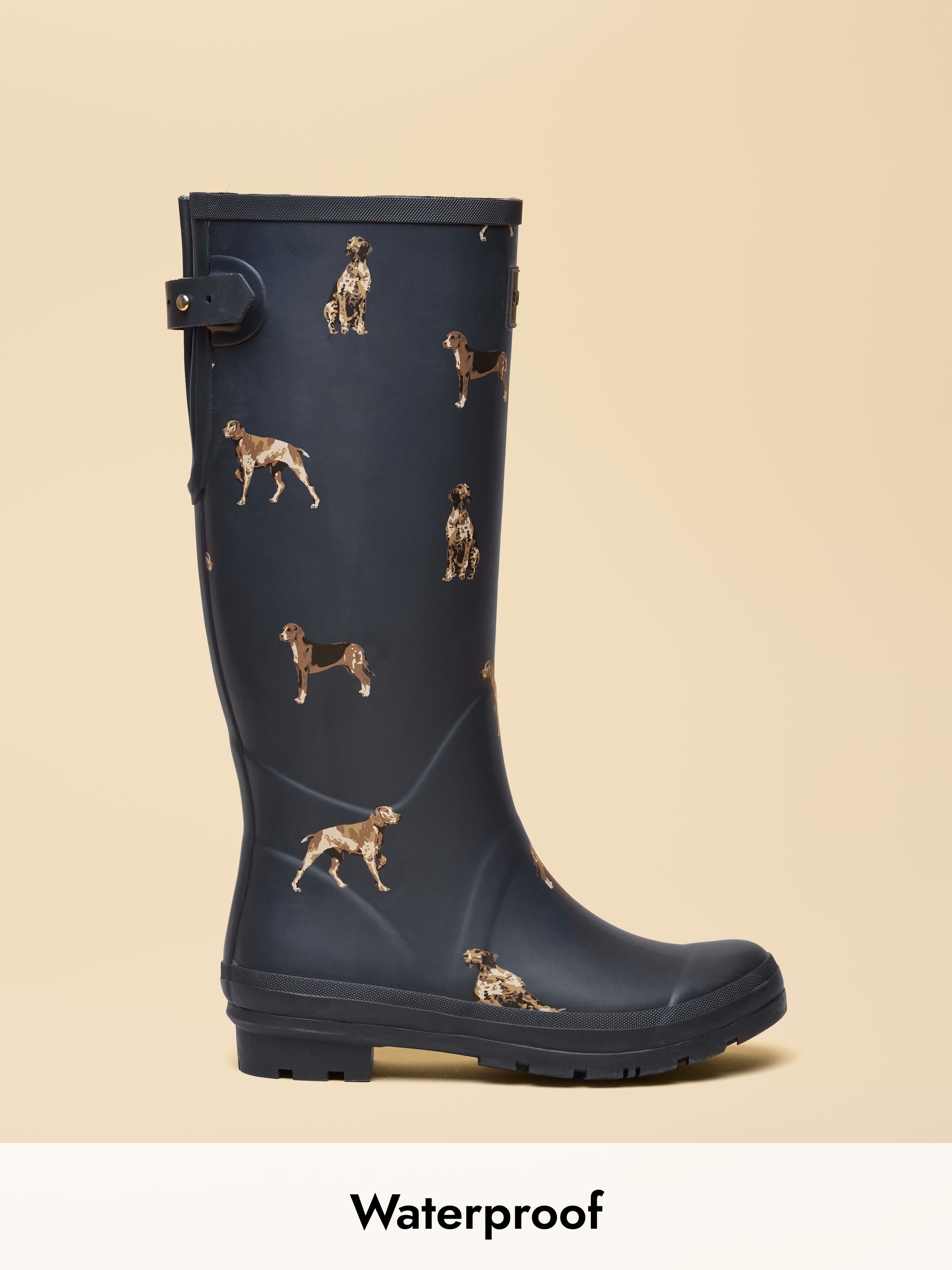 Printed Navy Adjustable Tall Waterproof Wellies (AT2442) | £60