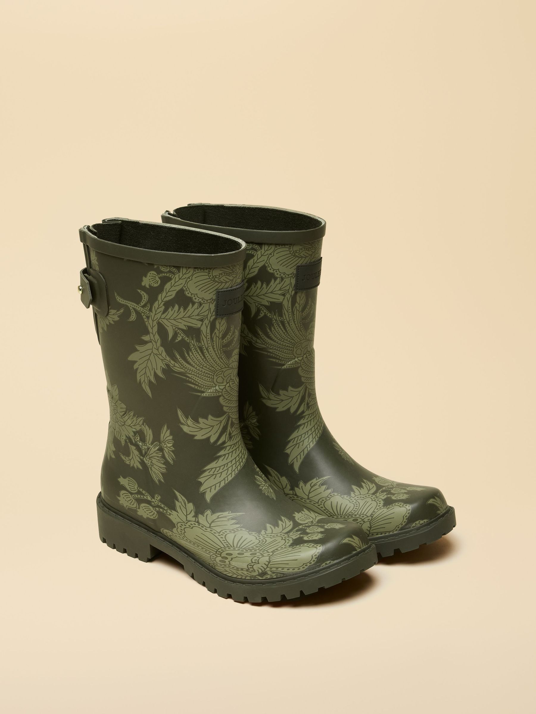 Wistow Khaki Green Printed Adjustable Mid Calf Wellies (AT2444) | £36