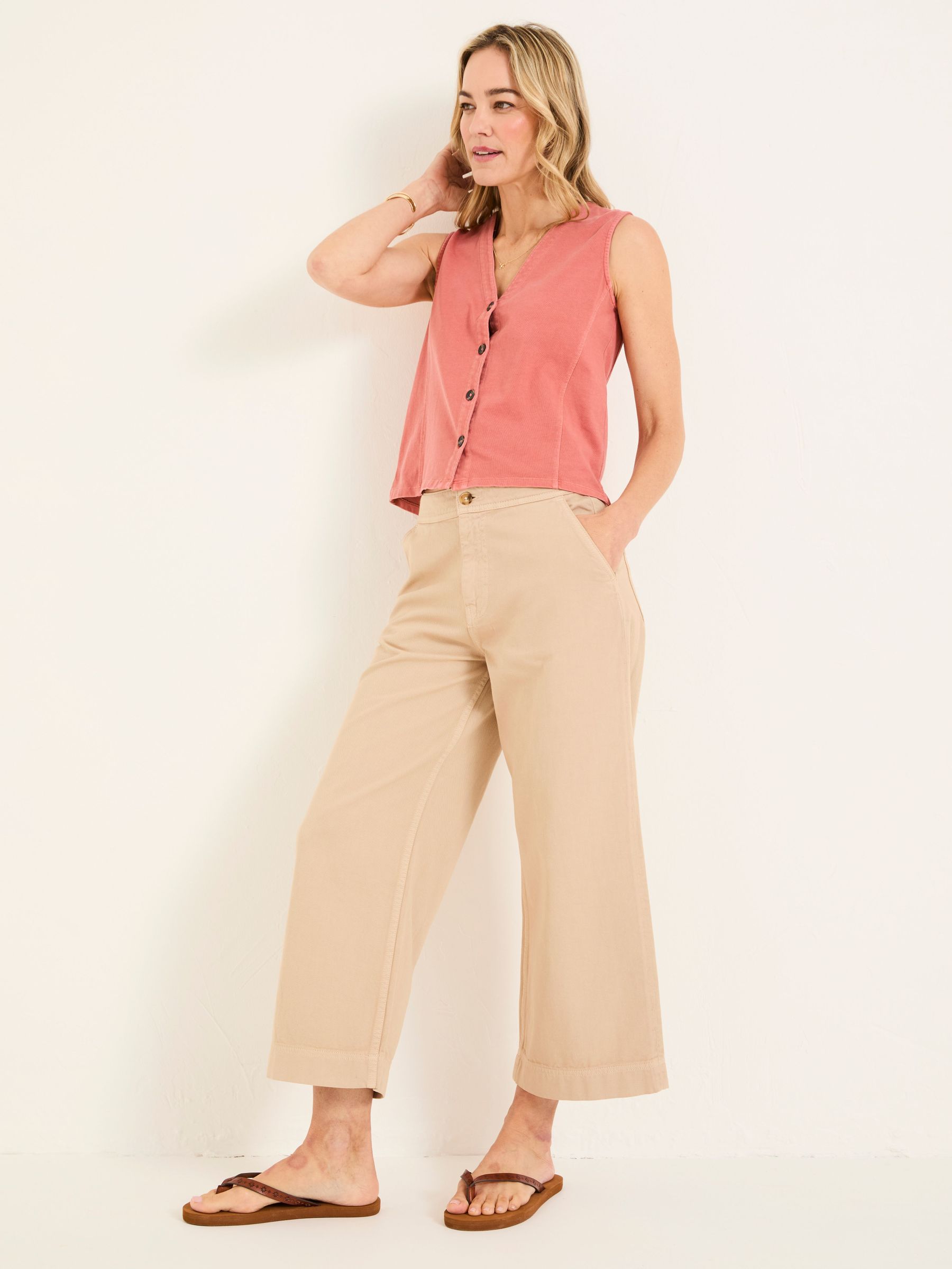 Hove Stone Wide Leg Crop Jeans (AT2708) | £55