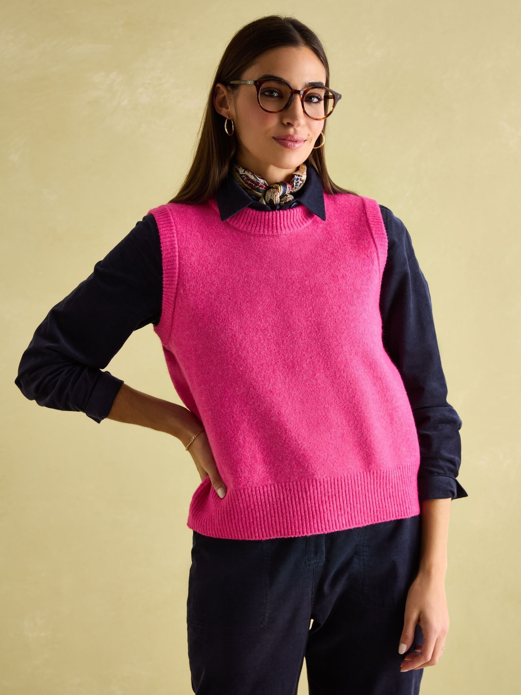 Holly Bright Pink Regular Fit Knitted Vest (AT2715) | £28