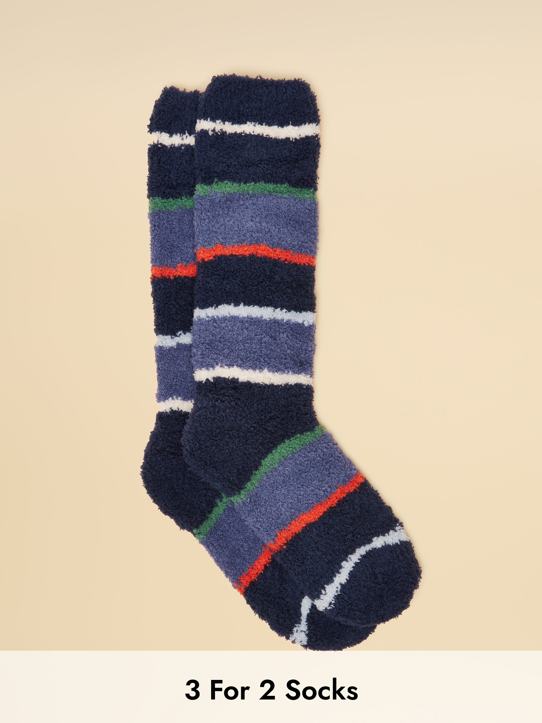 Kids' Fluffy Blue Stripe Socks (AT2737) | £6.95
