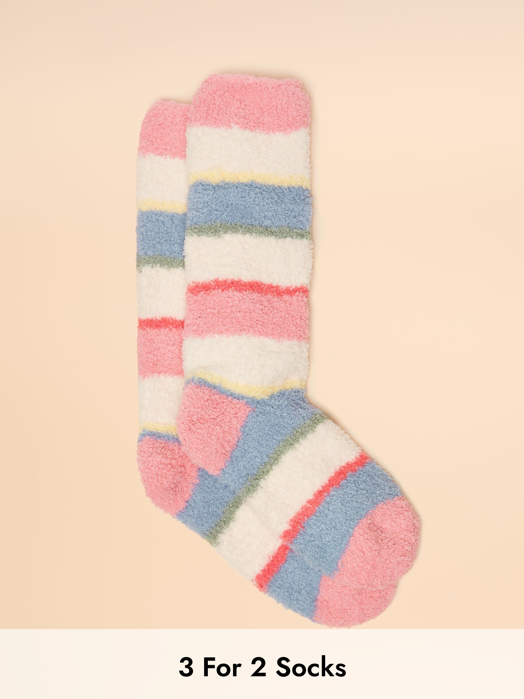 Kids' Fluffy Pink Stripe Socks (AT2747) | £6.95
