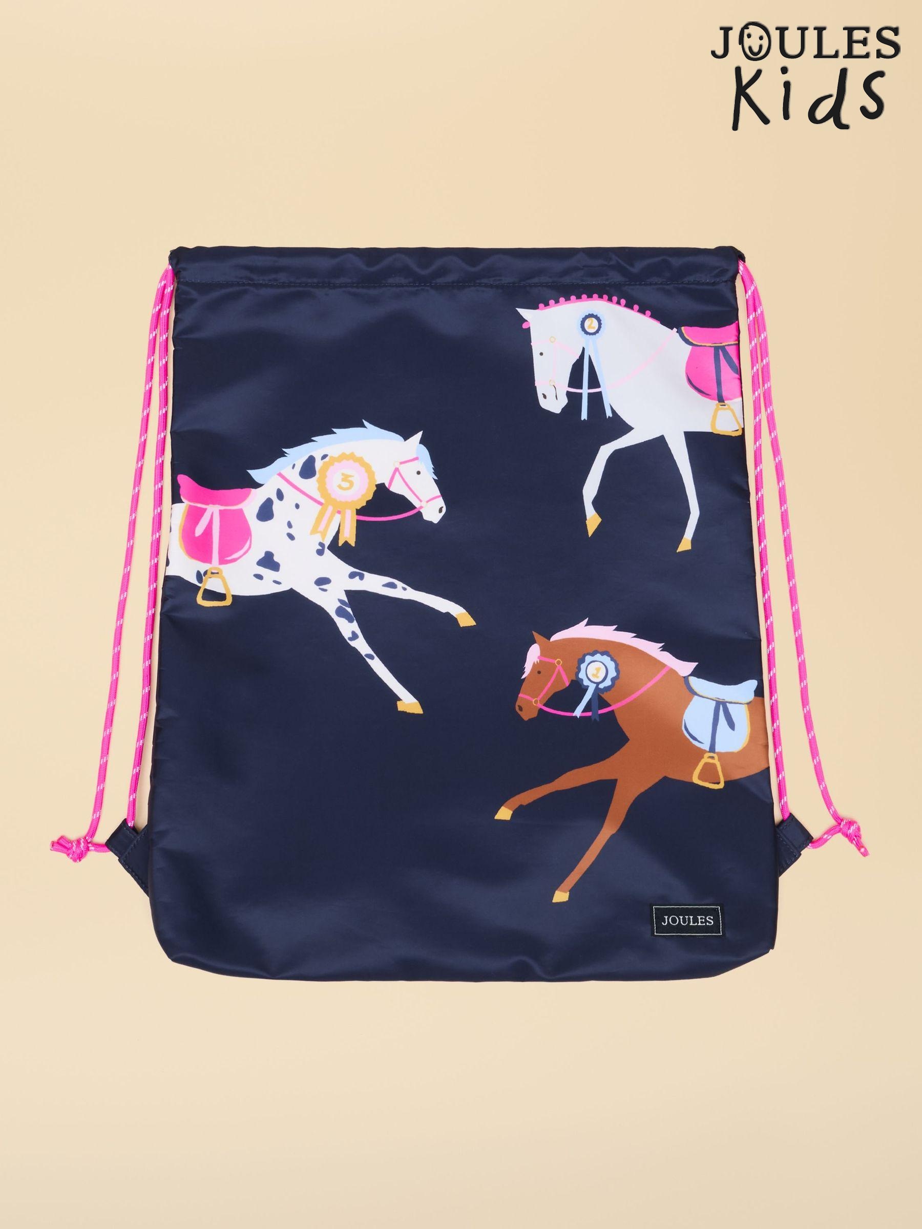 Kids' Adventurer Navy & Pink Horse Drawstring Bag (AT2751) | £15
