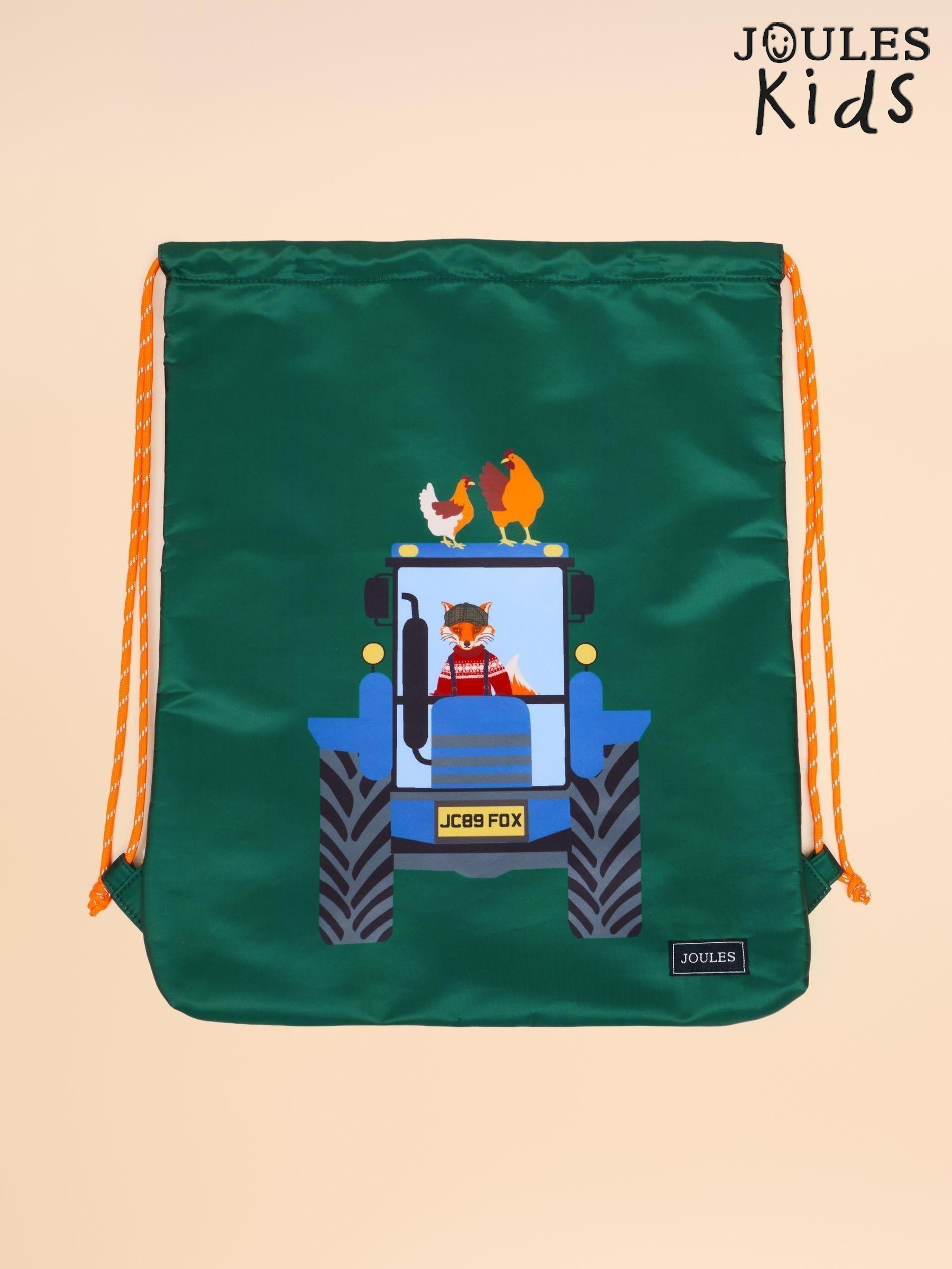 Kids' Adventurer Green & Blue Tractor Drawstring Bag (AT2752) | £15