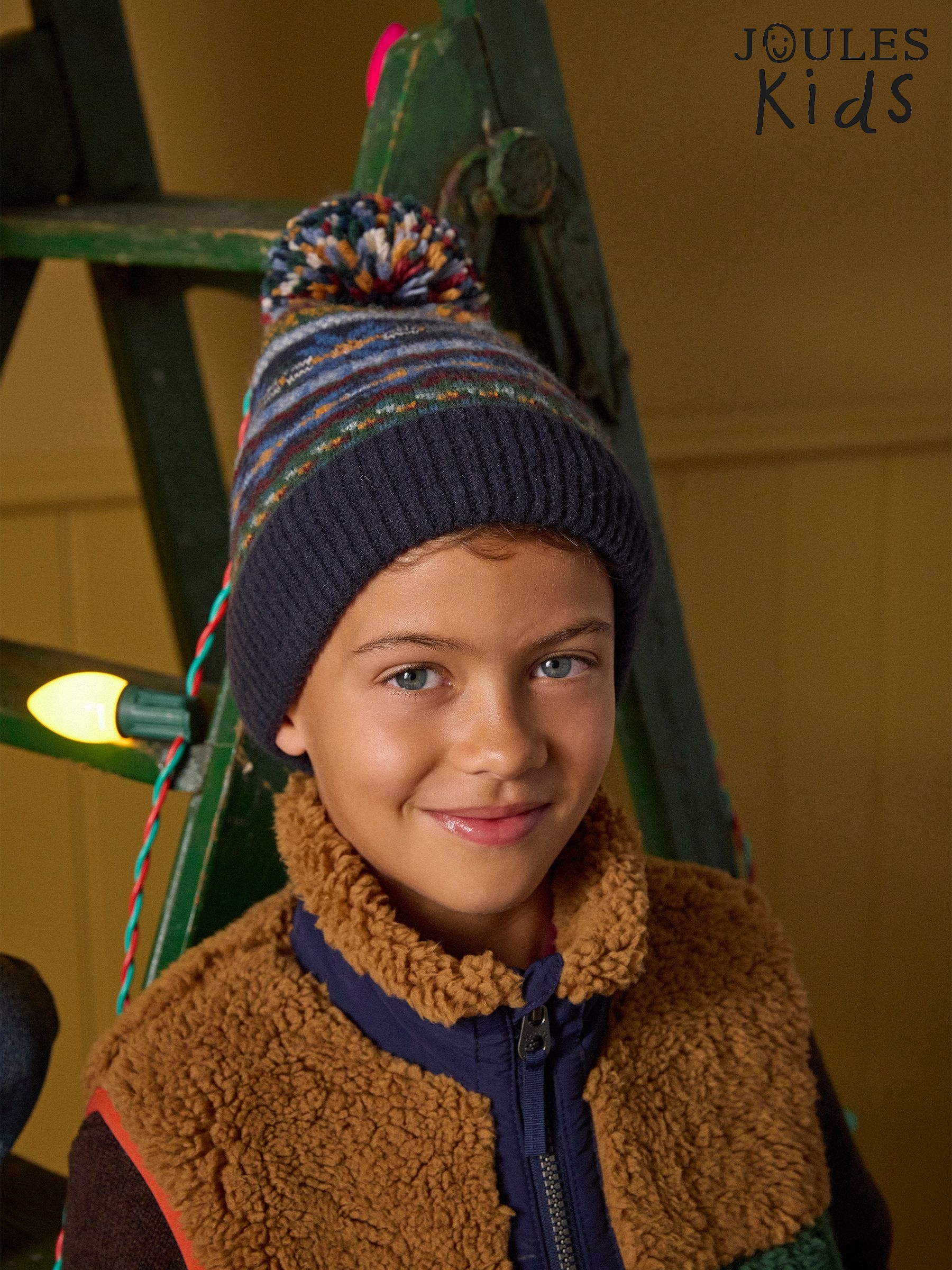 Riley Multi Navy Cosy Lined Fair Isle Bobble Hat (AT2758) | £12.95