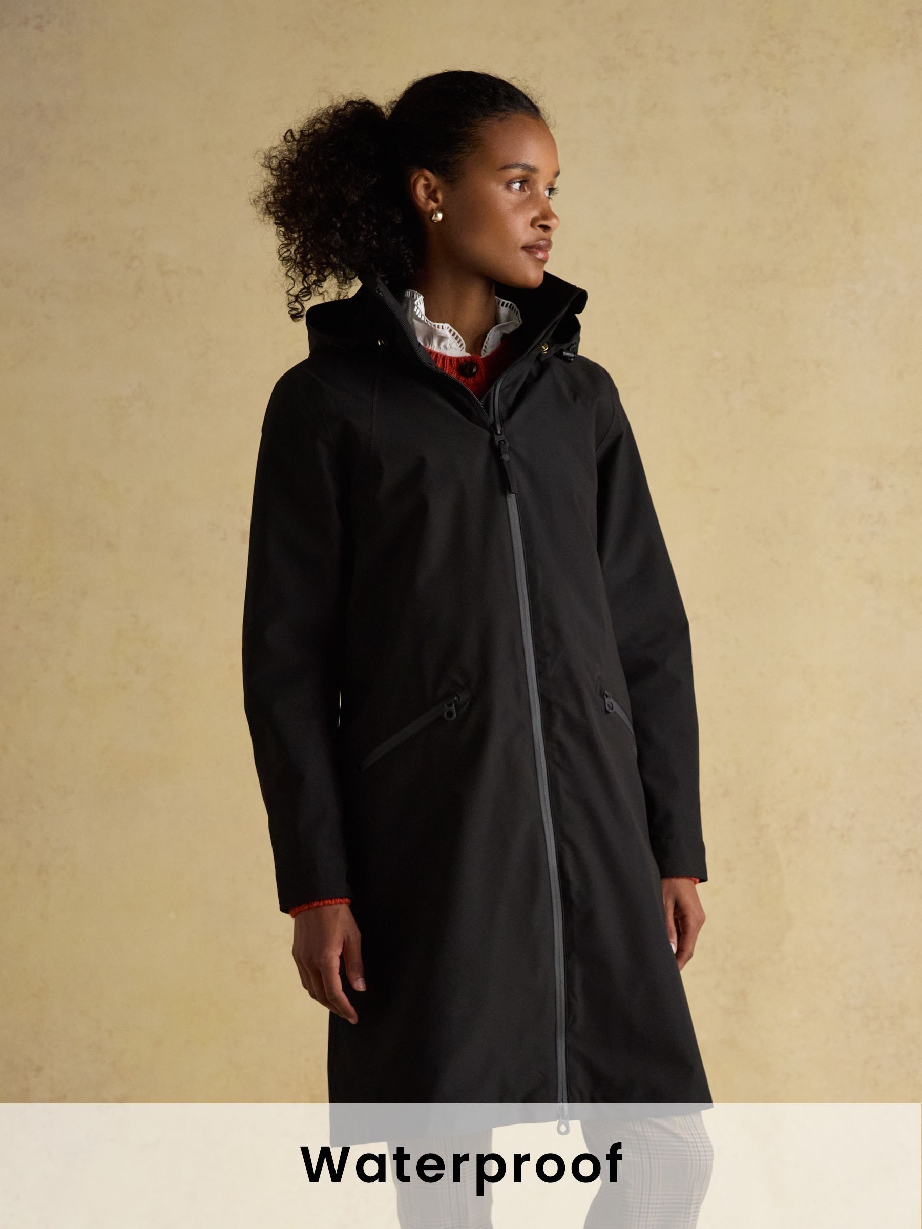 Rainaway Black Lightweight Waterproof Longline Raincoat with Hood (AT3598) | £99