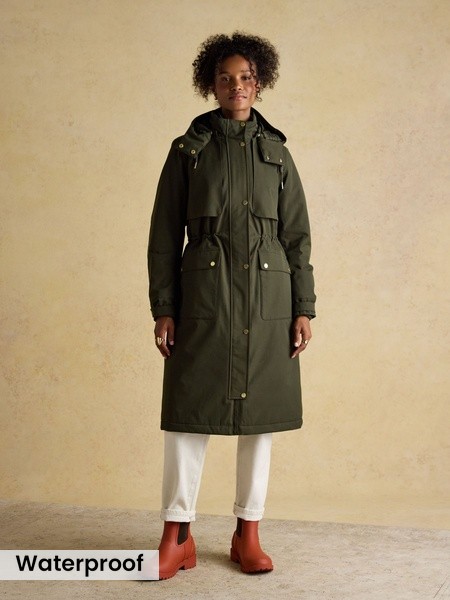 Warmwell Green Waterproof Fleece Lined Raincoat with Hood