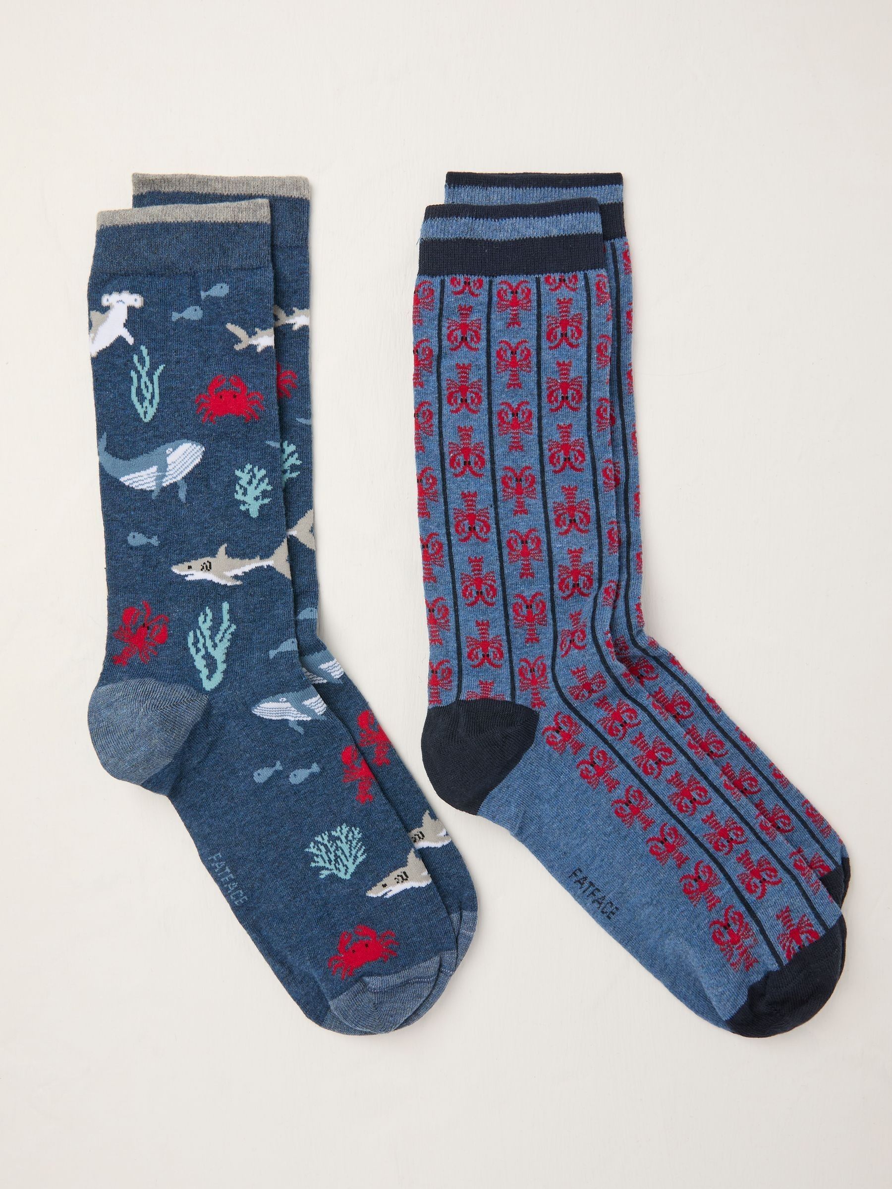 Navy Lobster Socks 2 Pack (AT5564) | £12.50