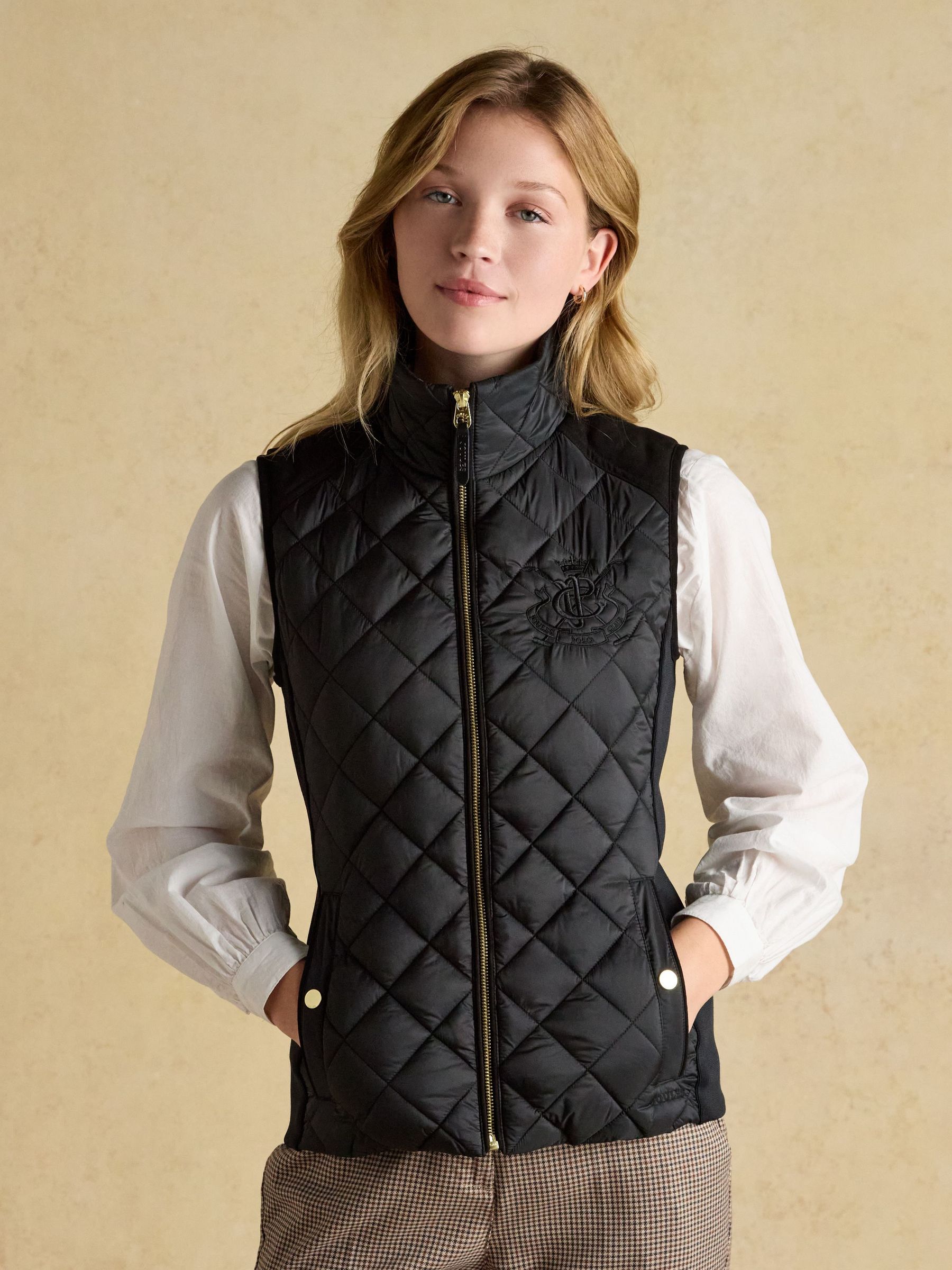 Braemar Luxe Black Showerproof Diamond Quilted Gilet