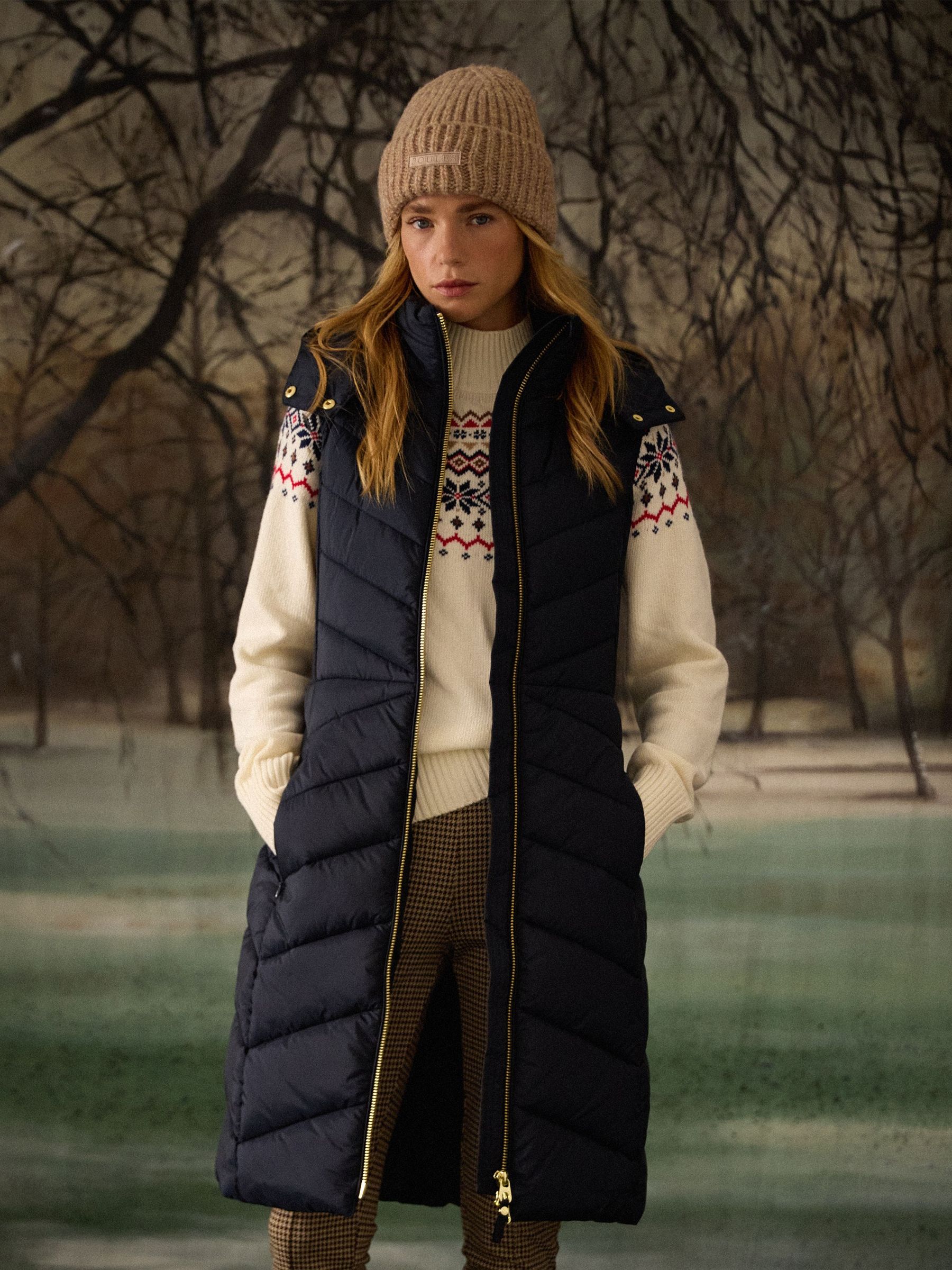 Pembury Navy Longline Showerproof Padded Gilet with Hood (AT5651) | £99