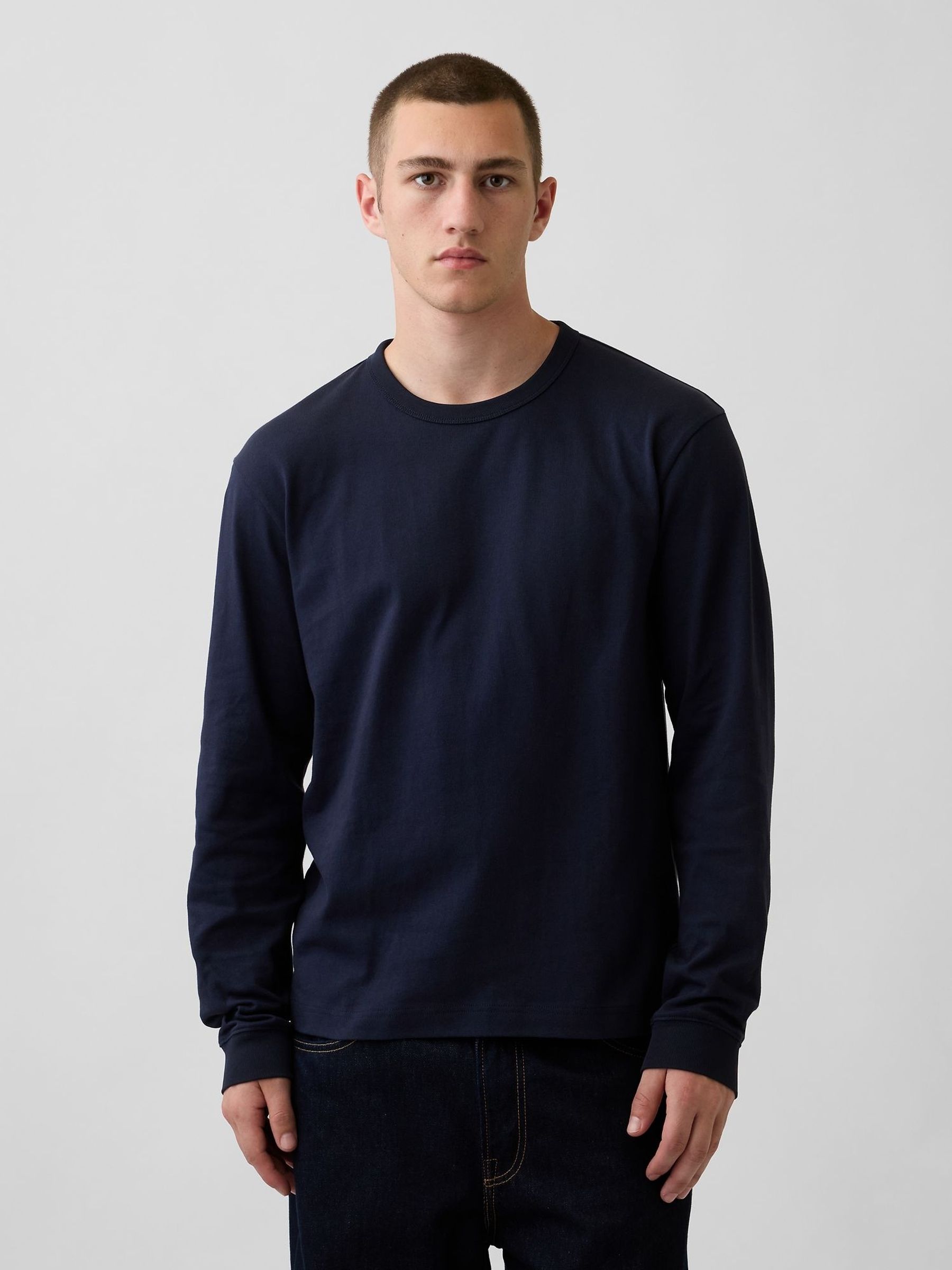 Navy - Regular Heavyweight Relaxed Long Sleeve T-shirt