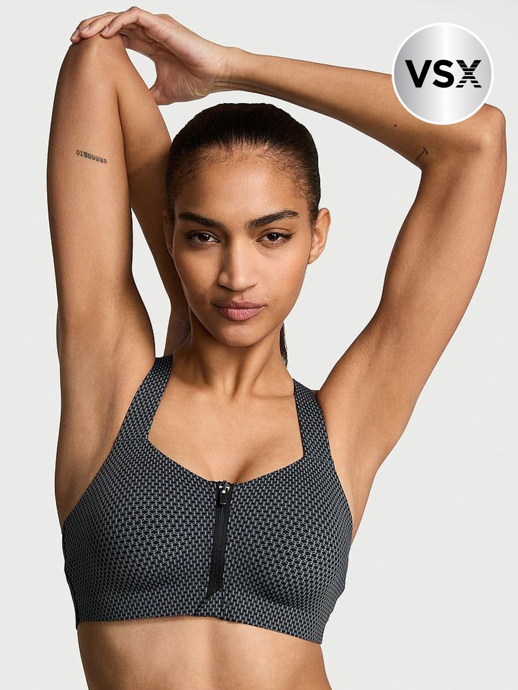 Black Print Front Close High Support Sports Bra (AT6340) | £55