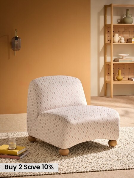 Elwen Accent Chair in Checked Velvet Blush Pink (AT6765) | £299