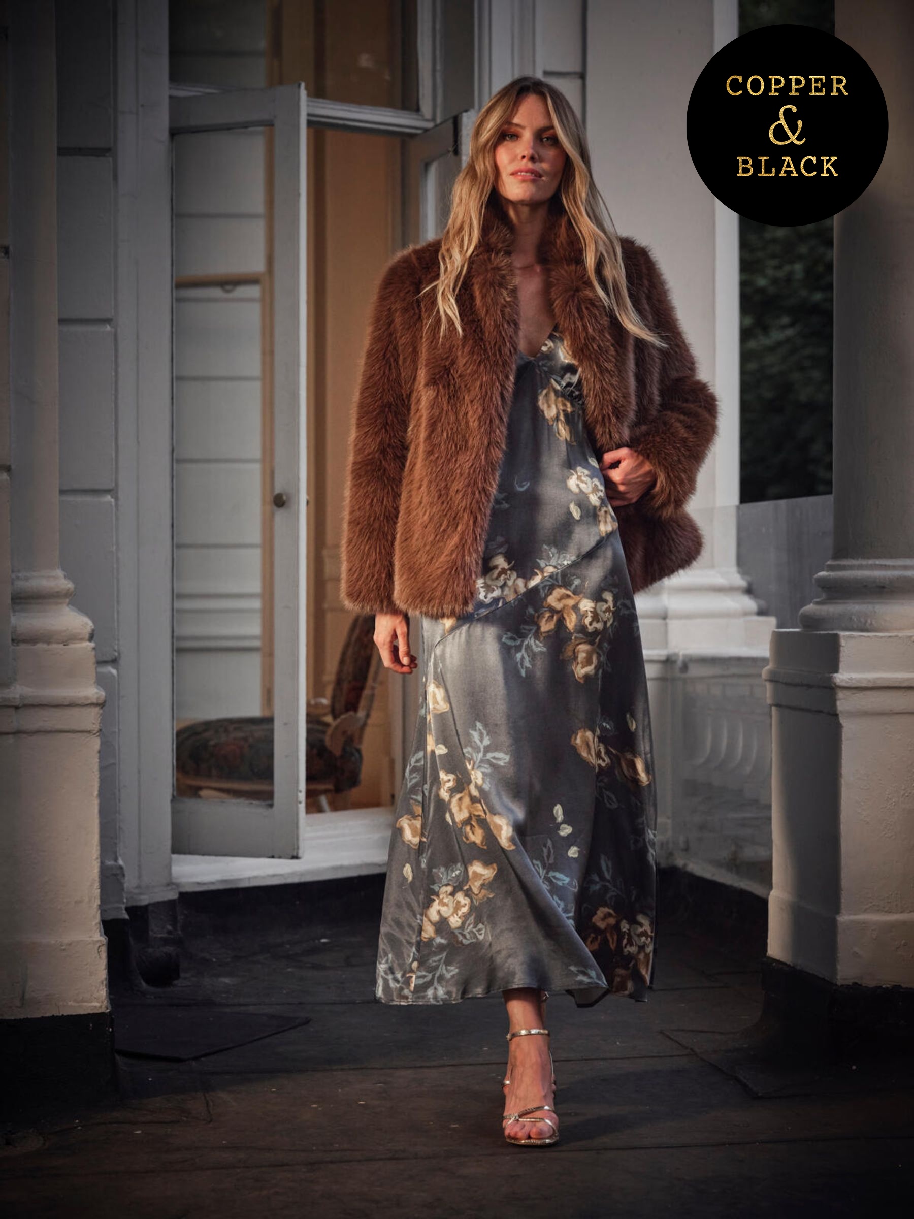 Celeste Brown Faux Fur Coat (AT6770) | £140
