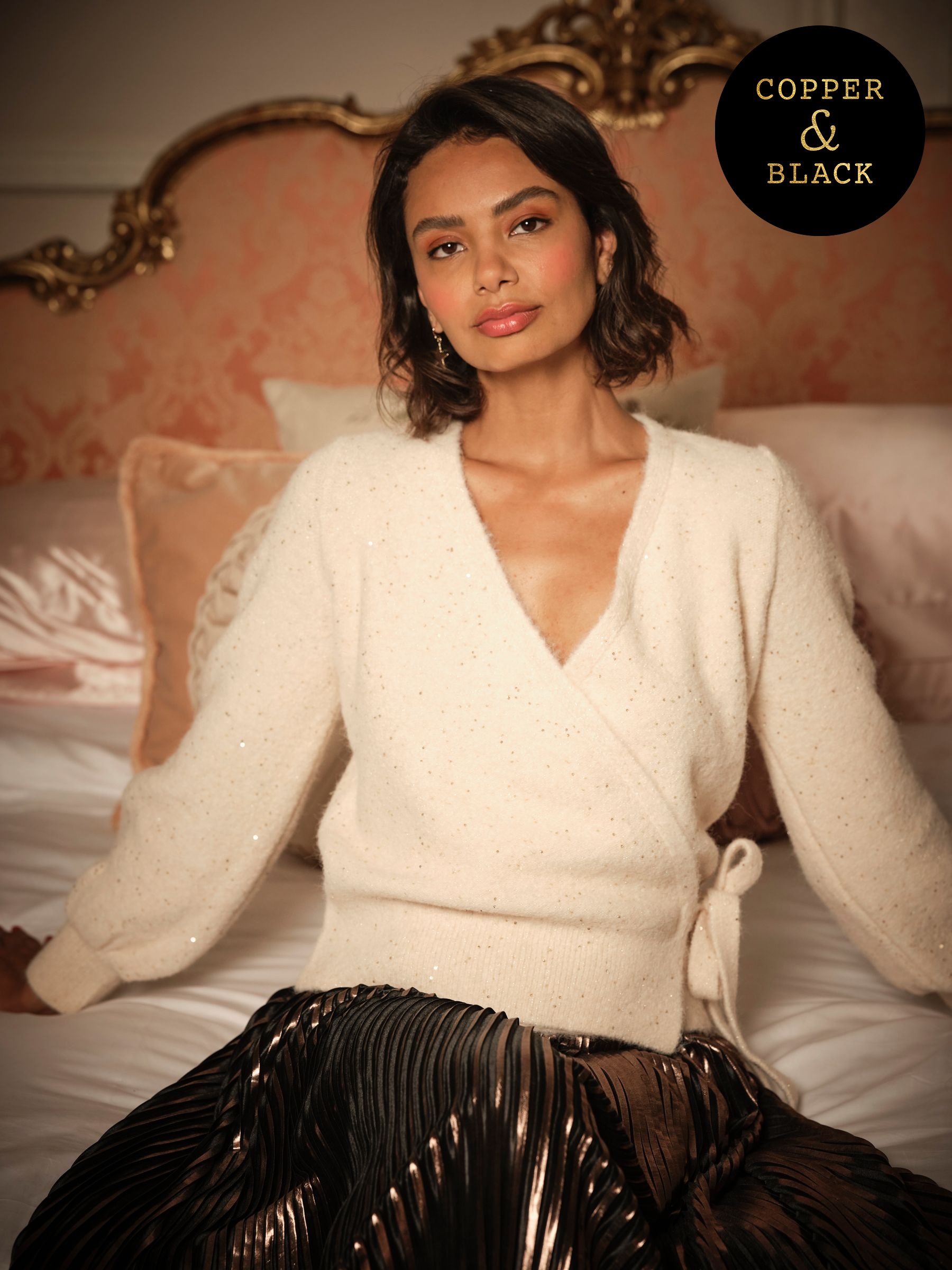 Bonnie Pale Pink Sparkle Wrap Cardigan (AT6771) | £69