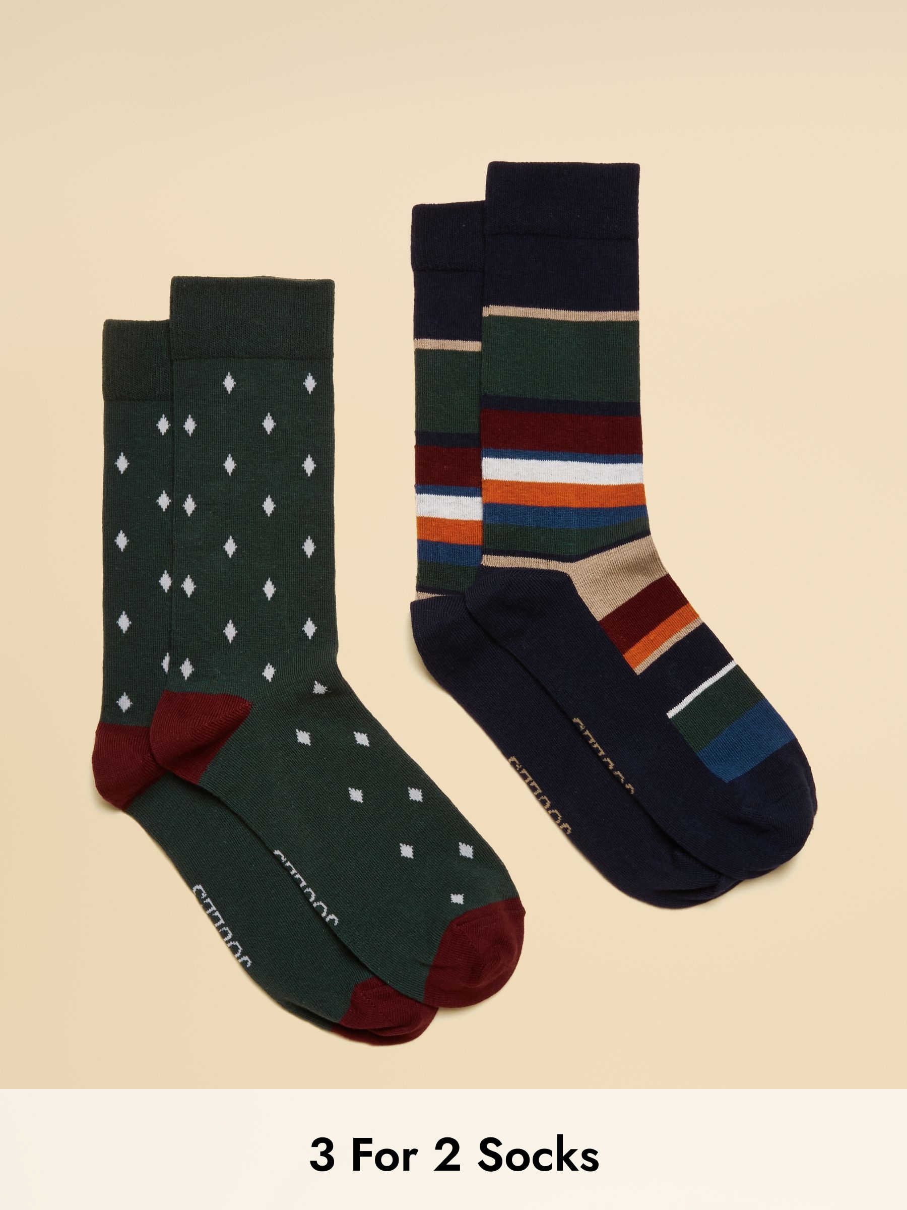 Men's Kingsbury Multi Stripe Socks 2 Pack (size 7-12) (AT6855) | £9.95